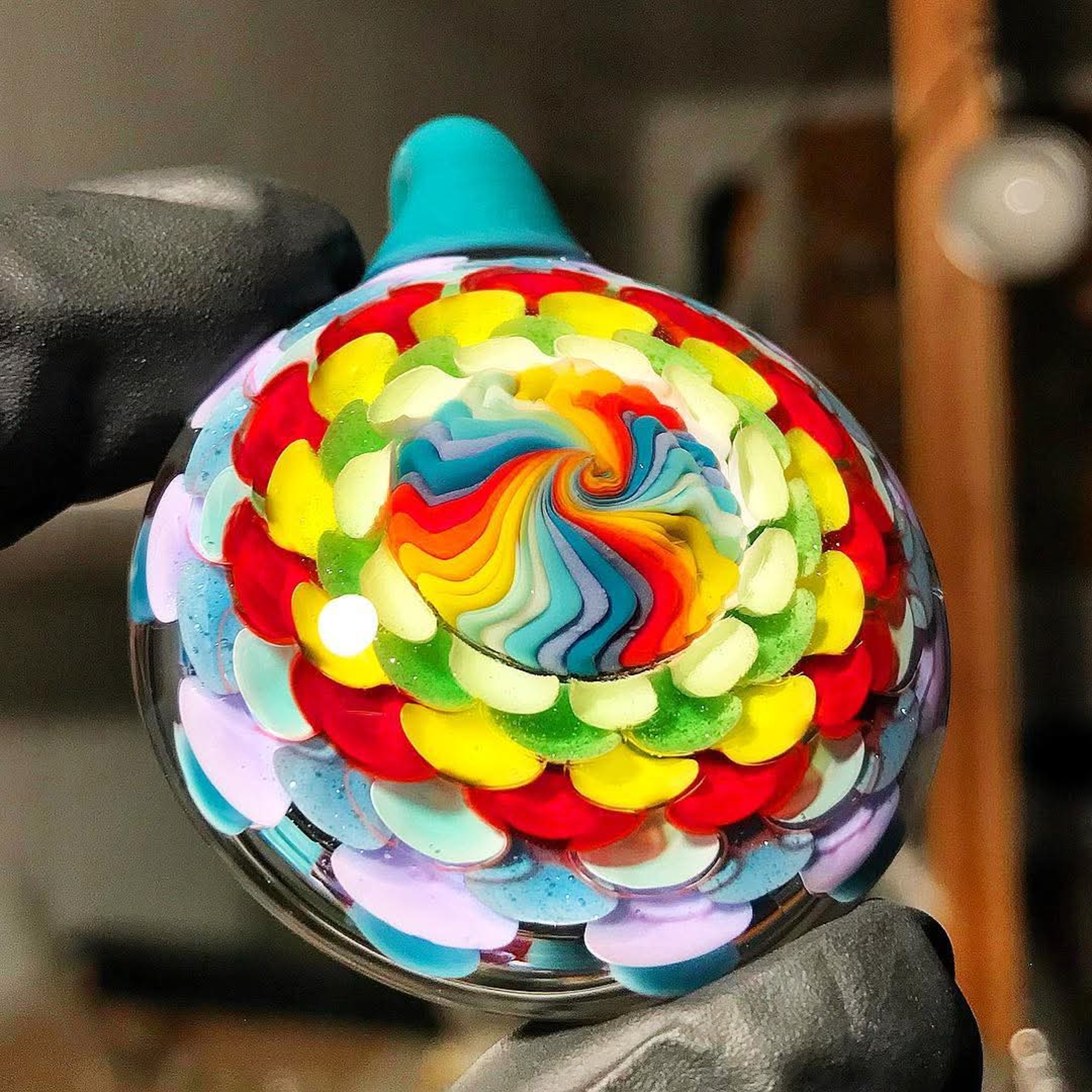 Preview pic of Sap Glass Rainbow Pride Texas Thick Swanger Pendant