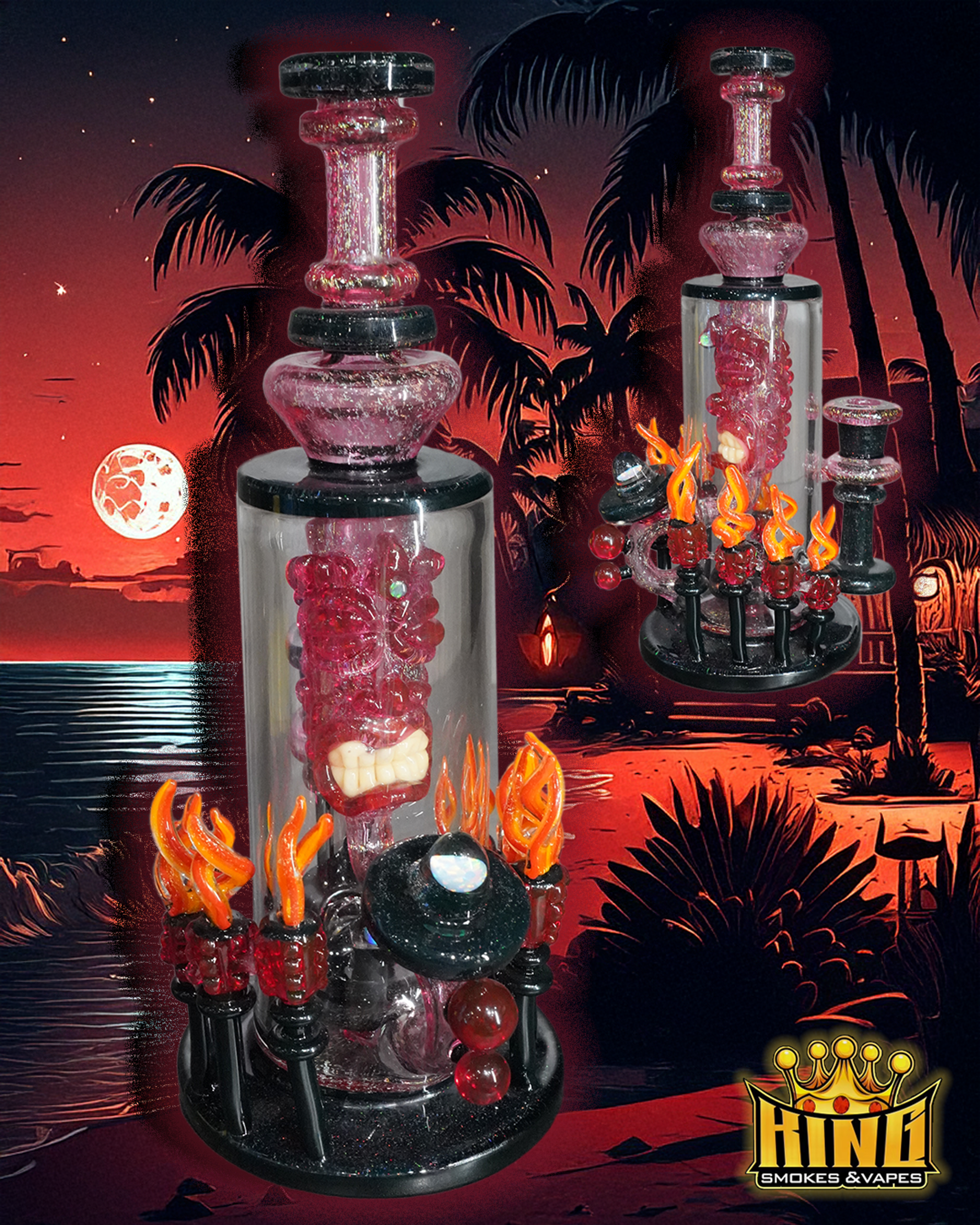 🔥 HAND-BLOWN TIKI HEAD TORCH RIG image 0