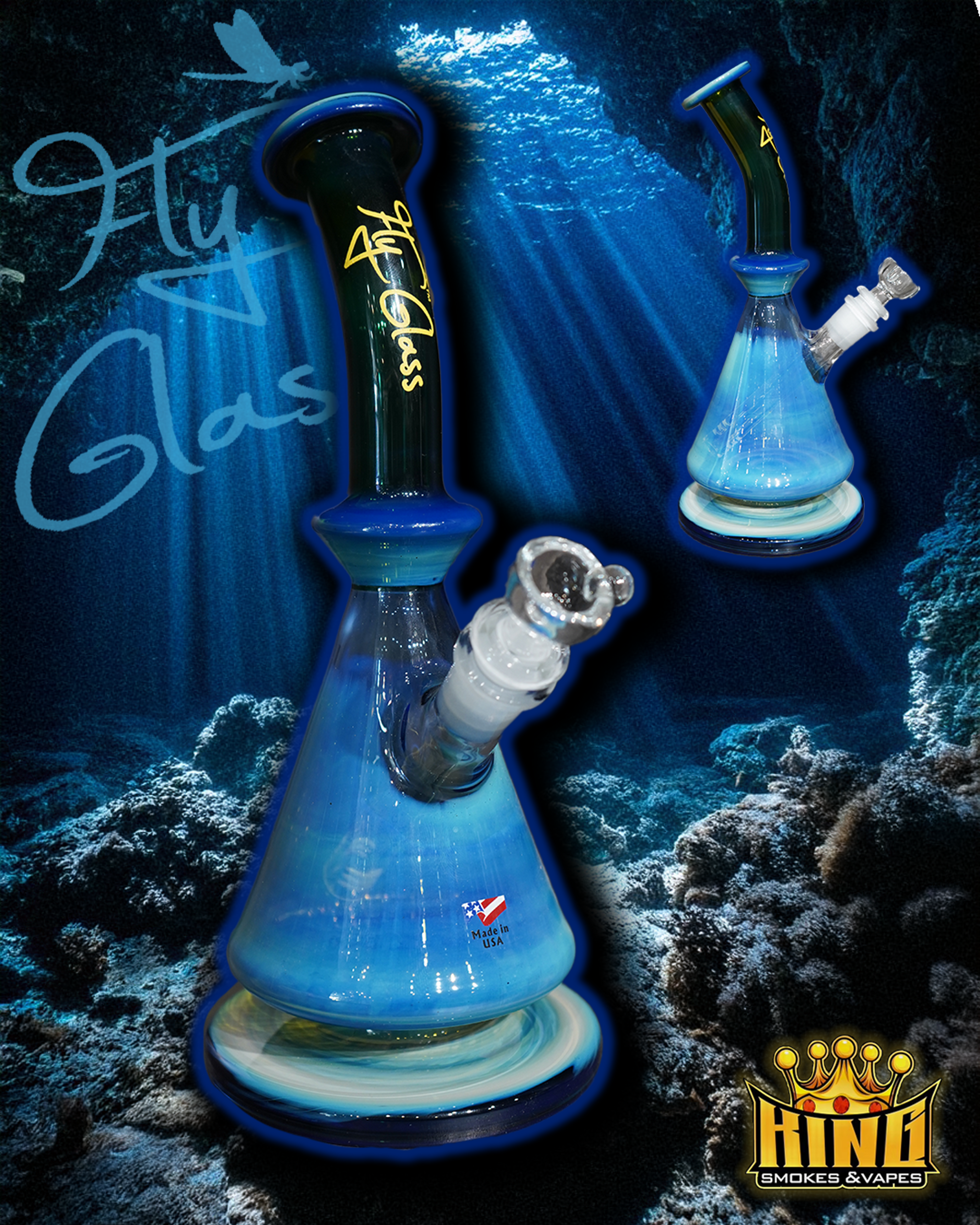 🌊 FLY GLASS – DEEP BLUE TAPER TUBE image 0