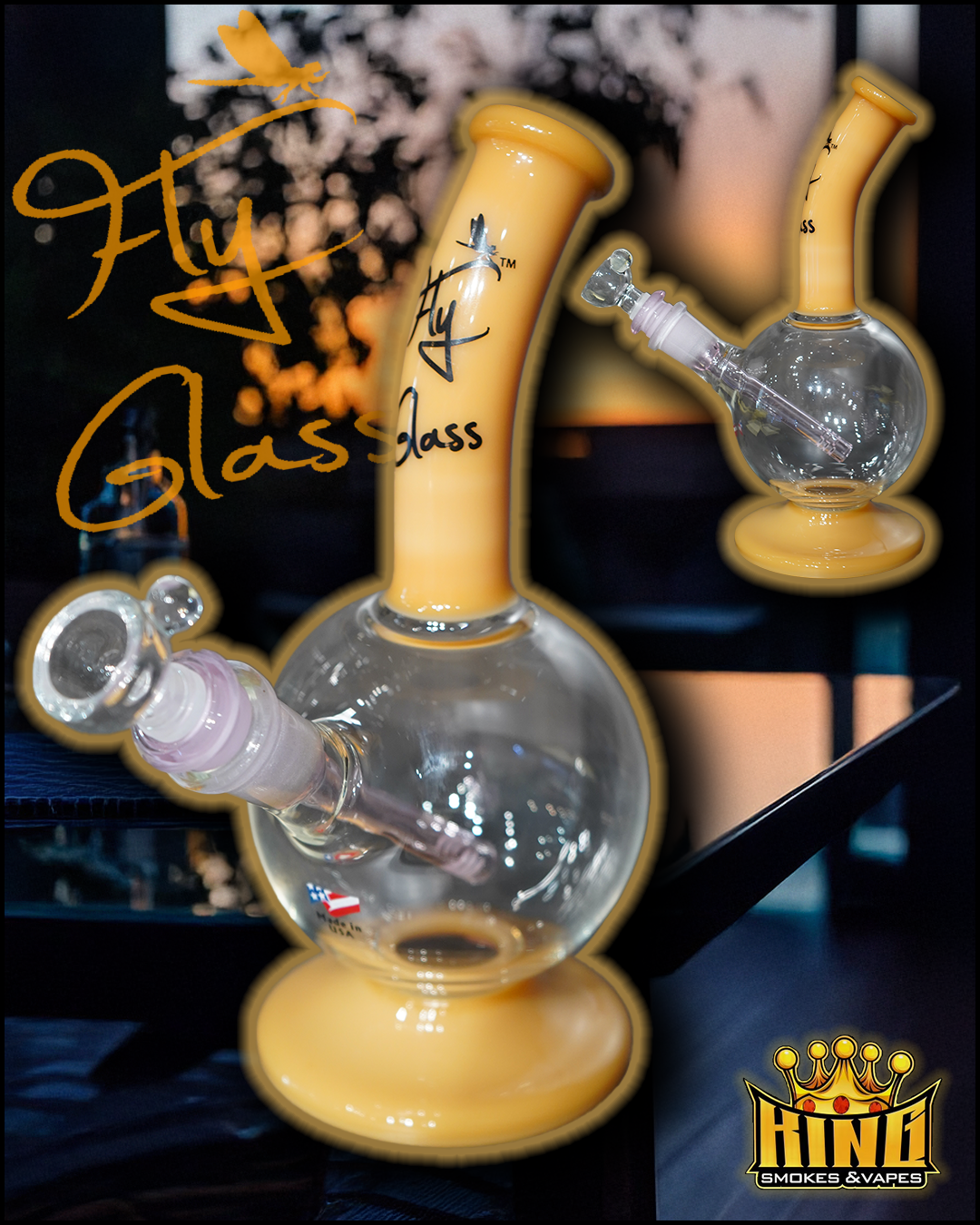 🍯 FLY GLASS – HONEY YELLOW BUBBLE TUBE image 0