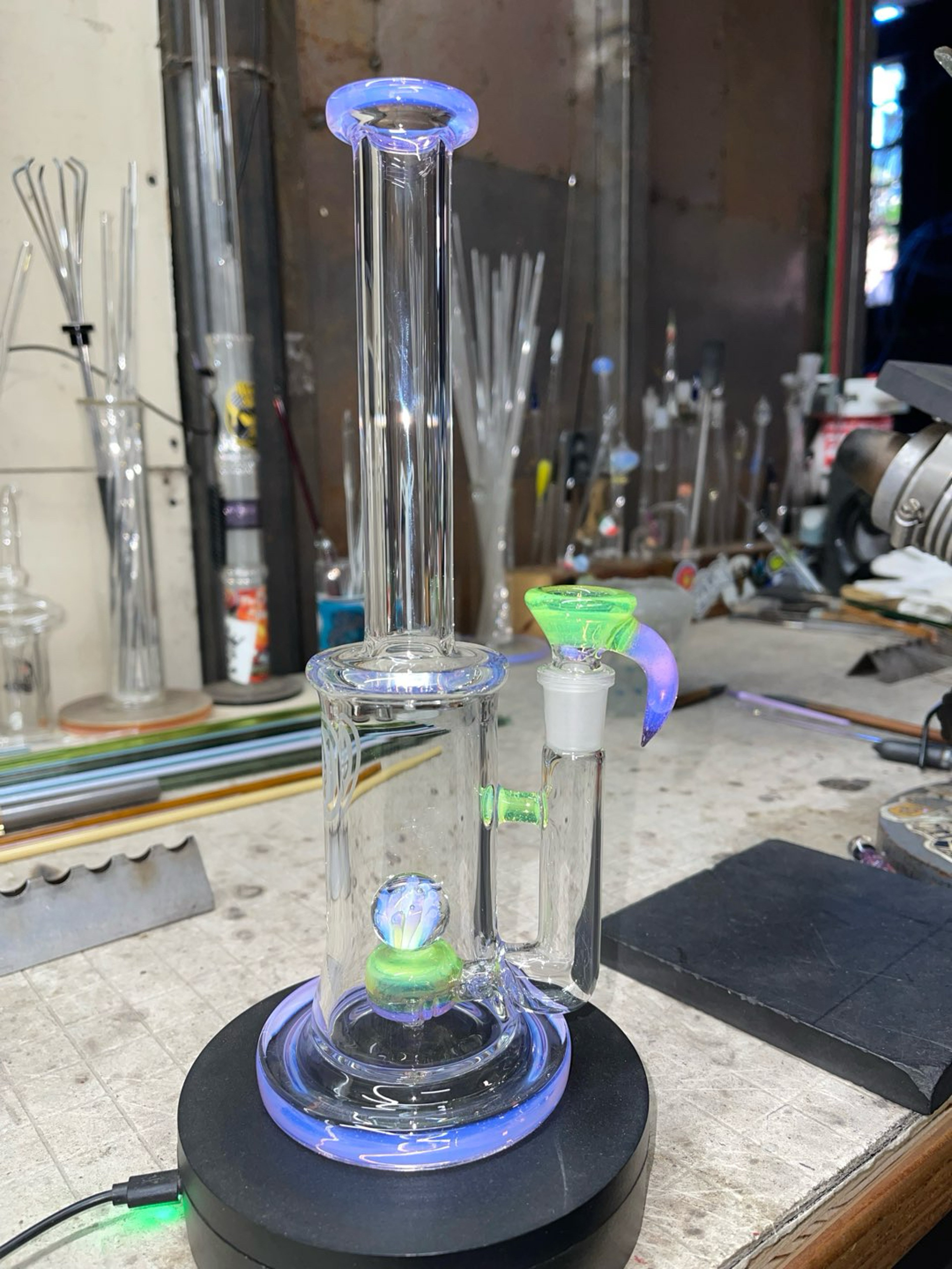 Preview pic of Pink and green slyme color,10.75” tall and 14mm 3 holes slide