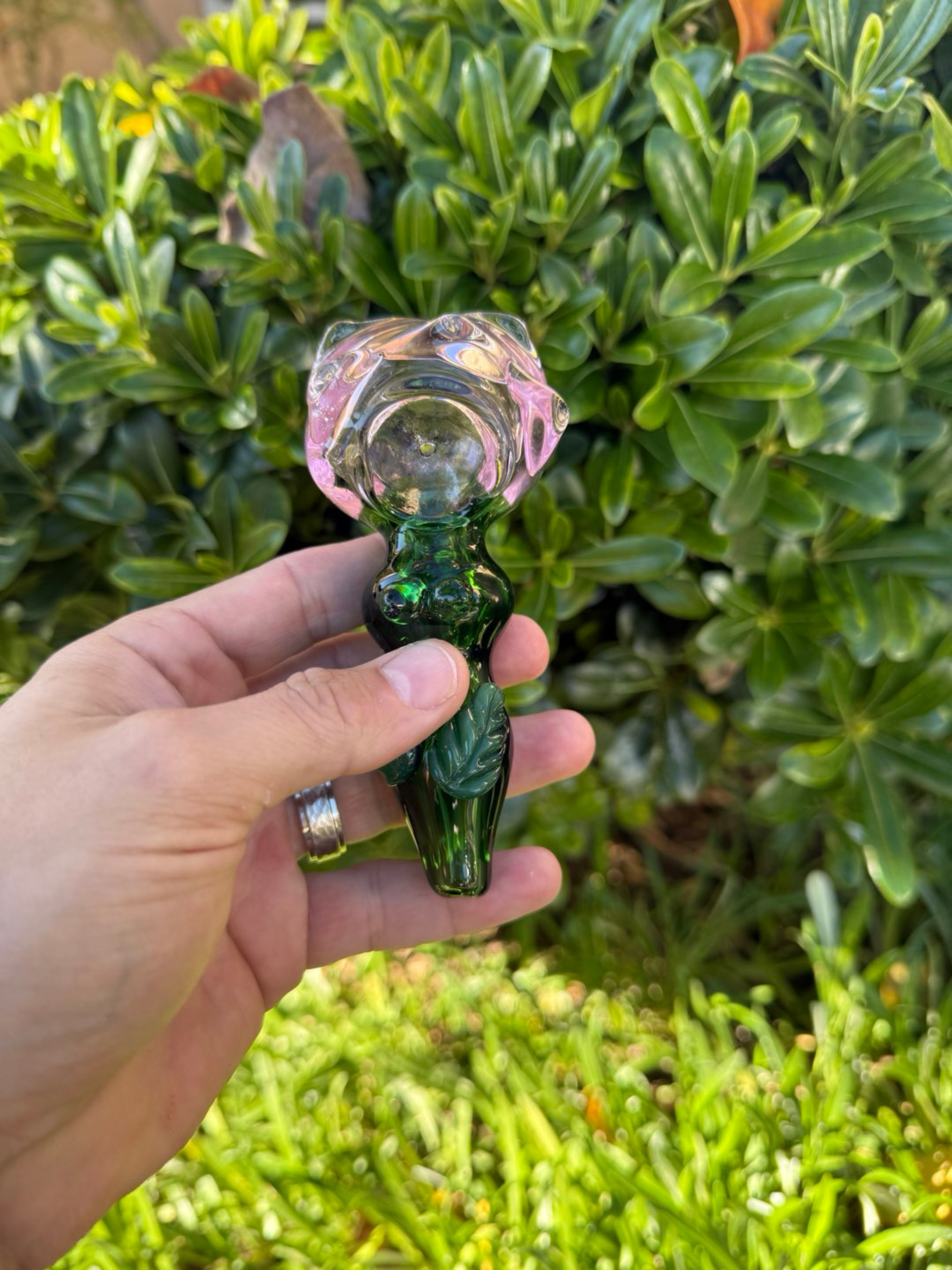Pink Rose Glass Hand Pipe image 0