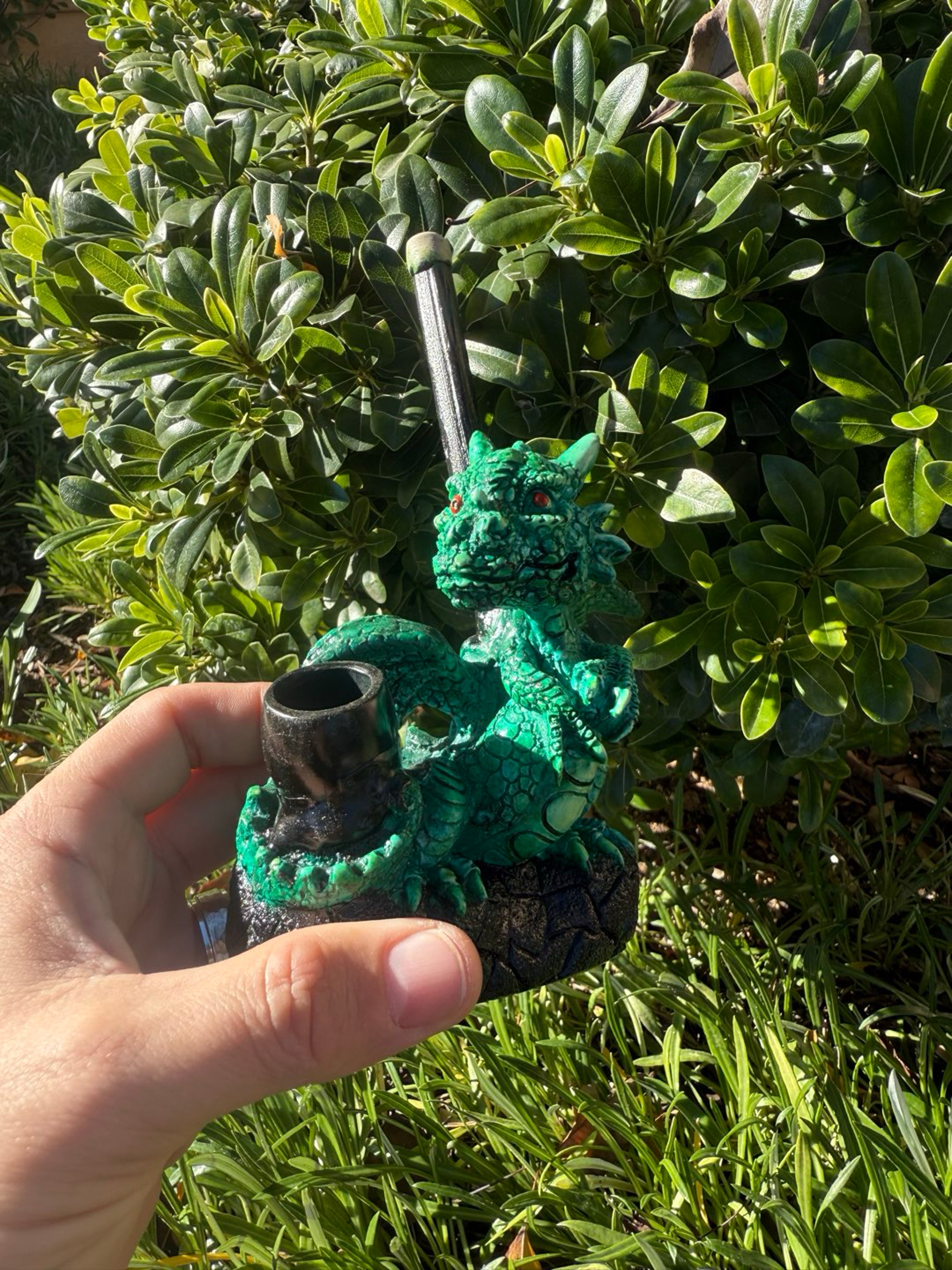 Green Dragon Ceramic & Bamboo Pipe image 0