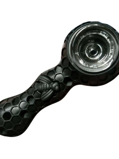 Preview pic of Pipe with hideaway+lid and scoop. Glass bowl with silicone body and insert