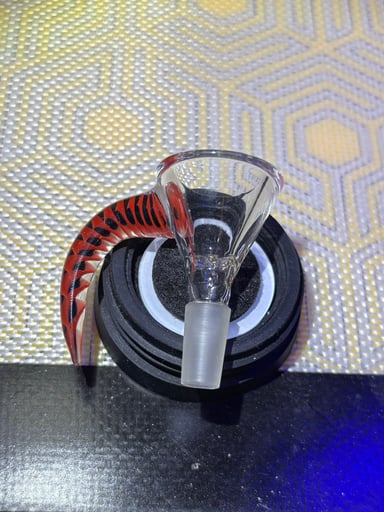 Preview pic of *ATX Glass* 🔥10mm/6 hole Clear Martini Bowl Slide with HUGE Red & Black Spiral 🔥