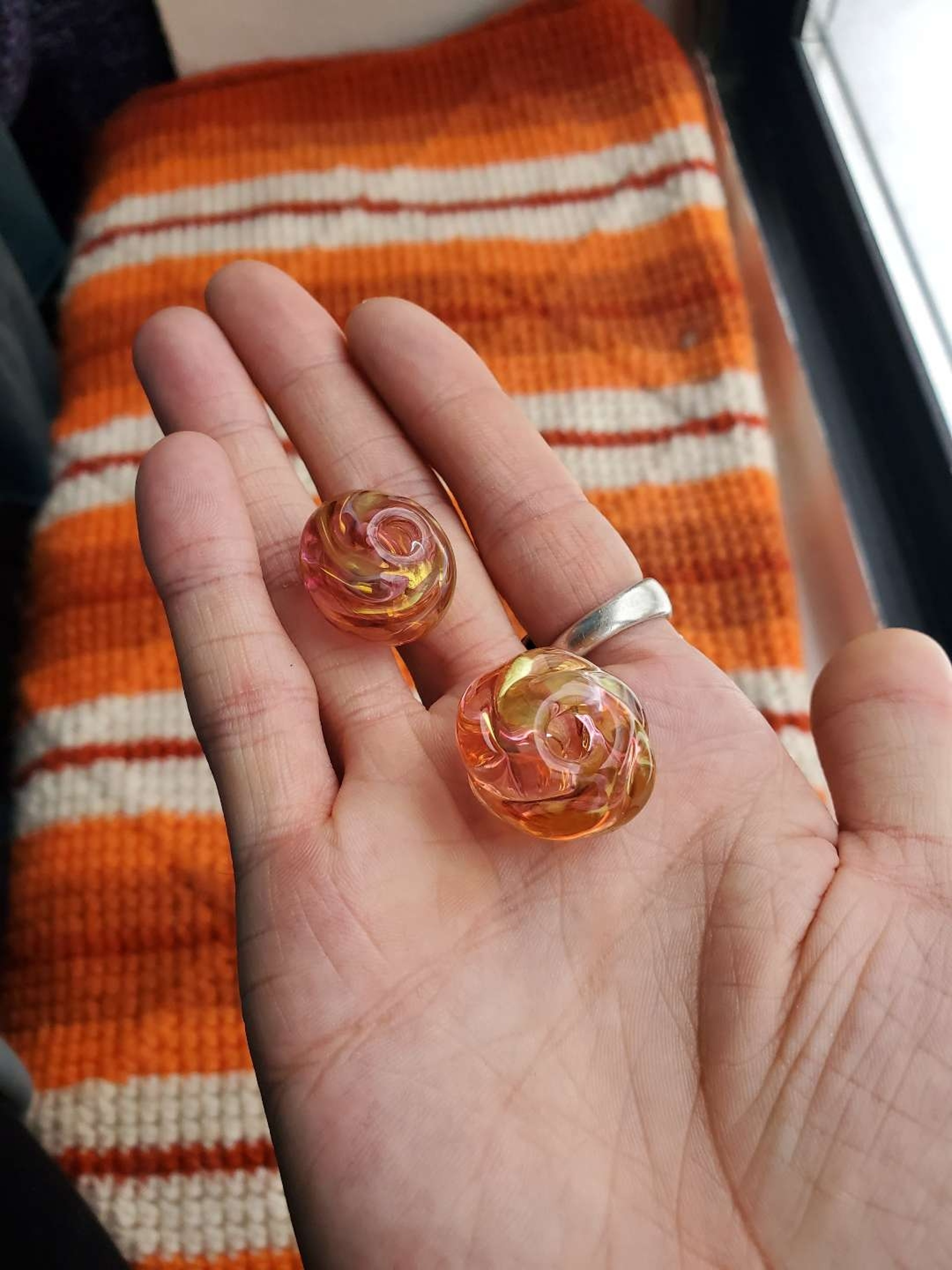 2X heavy gold twist fume beads image 0