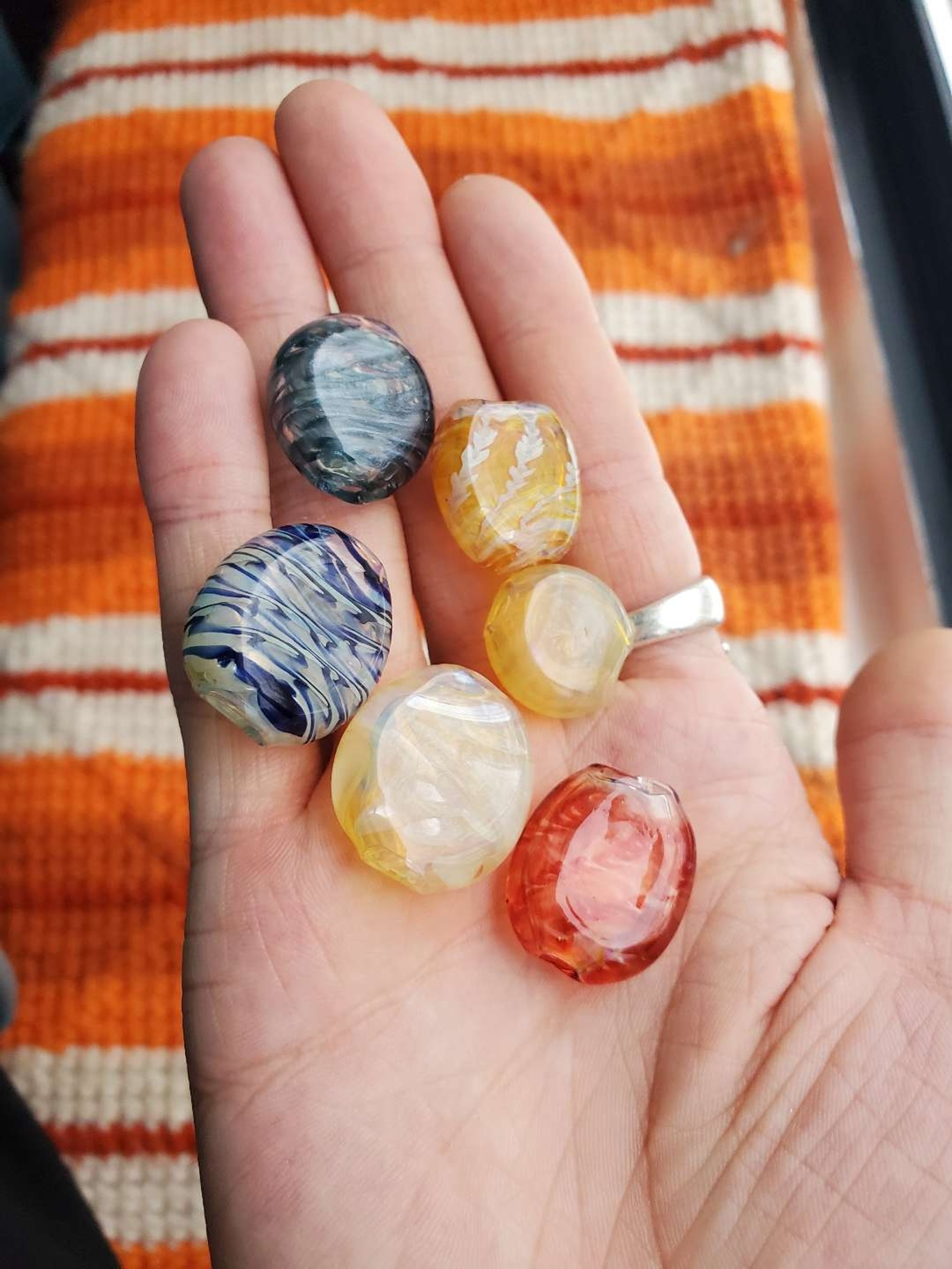 Preview pic of Flat fumed beads x6