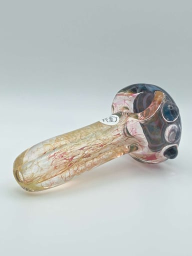 Preview pic of Ohio Valley Glass - Pink and Yellow Body with Blue Spiral Bowl