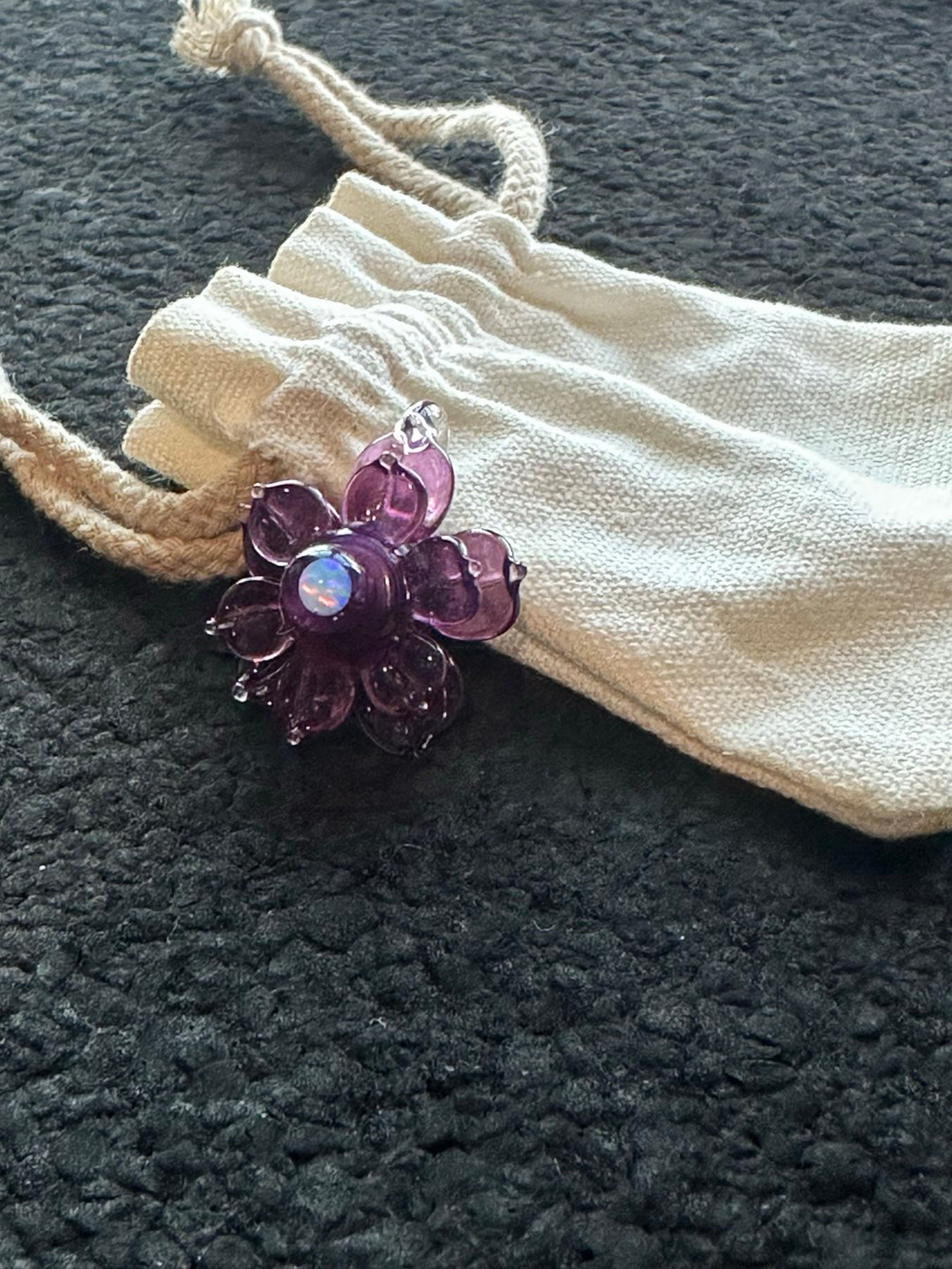 Mars Glassworks - Kinetic Spinner Pendant w/Encased Opal image 0