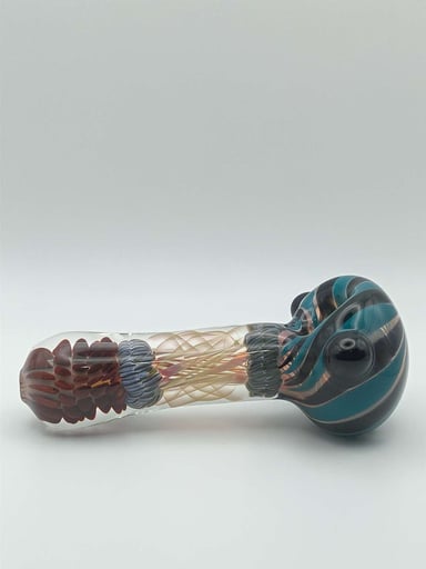 Preview pic of Unknown Artist - Glass Spoon Blue and Brown Swirl