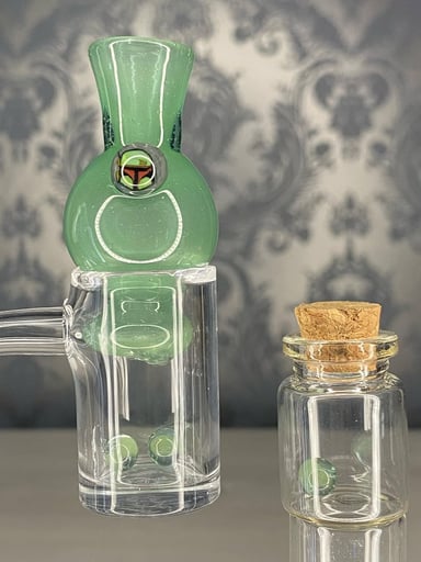 Preview pic of Boba fett helmet spinner cap with matching pearls