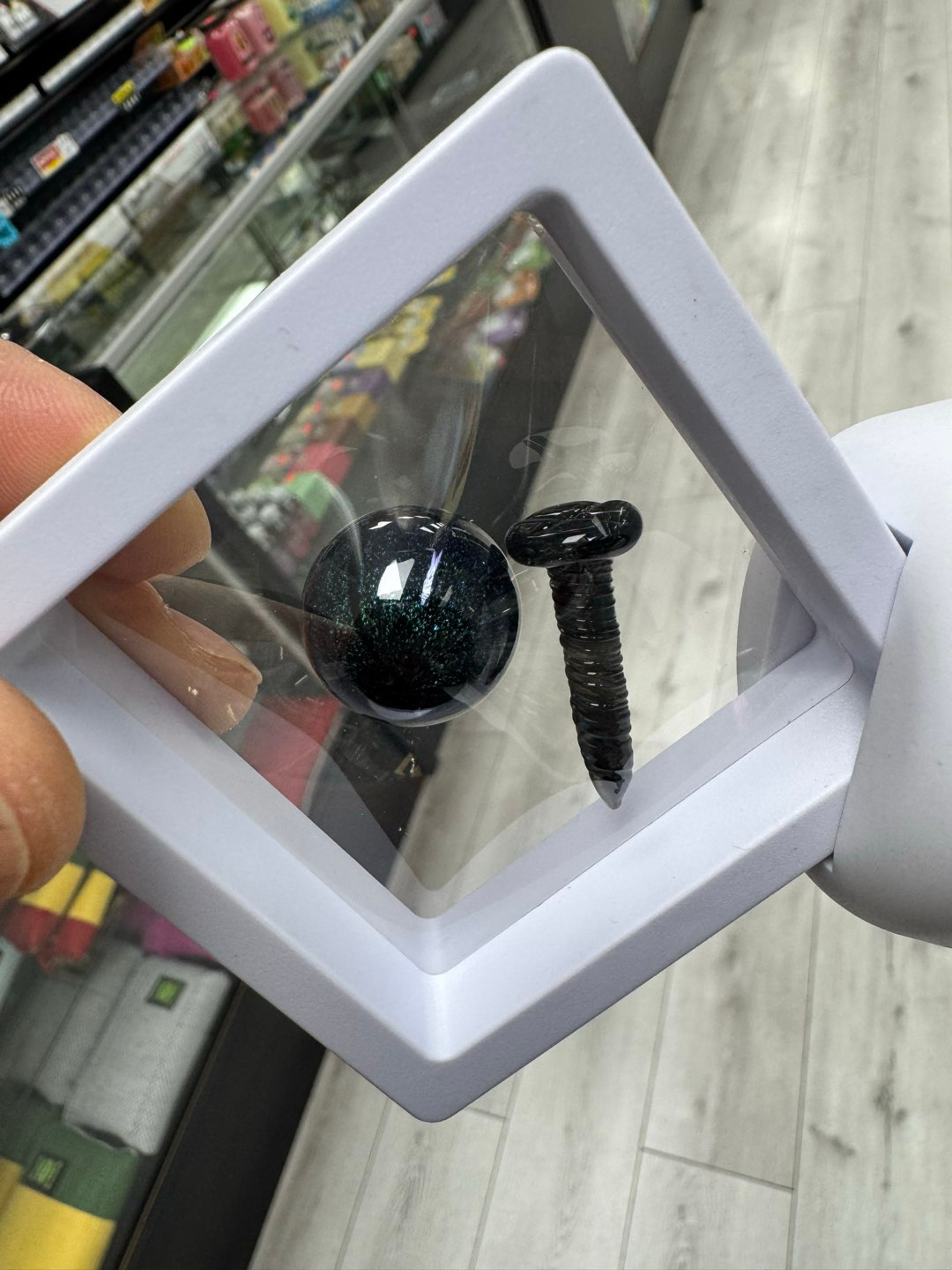 Black screw hanging pillar and blue dichro marble slurper set image 0