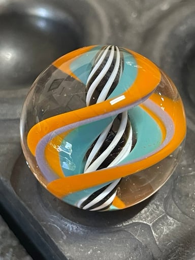 Preview pic of *AndyMelts* UV B&W Twist with 🍊& Light Blue Ribbons MIB!