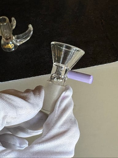Preview pic of *NEW* 14mm Clear Bowl Slide with Purple Handle 💜