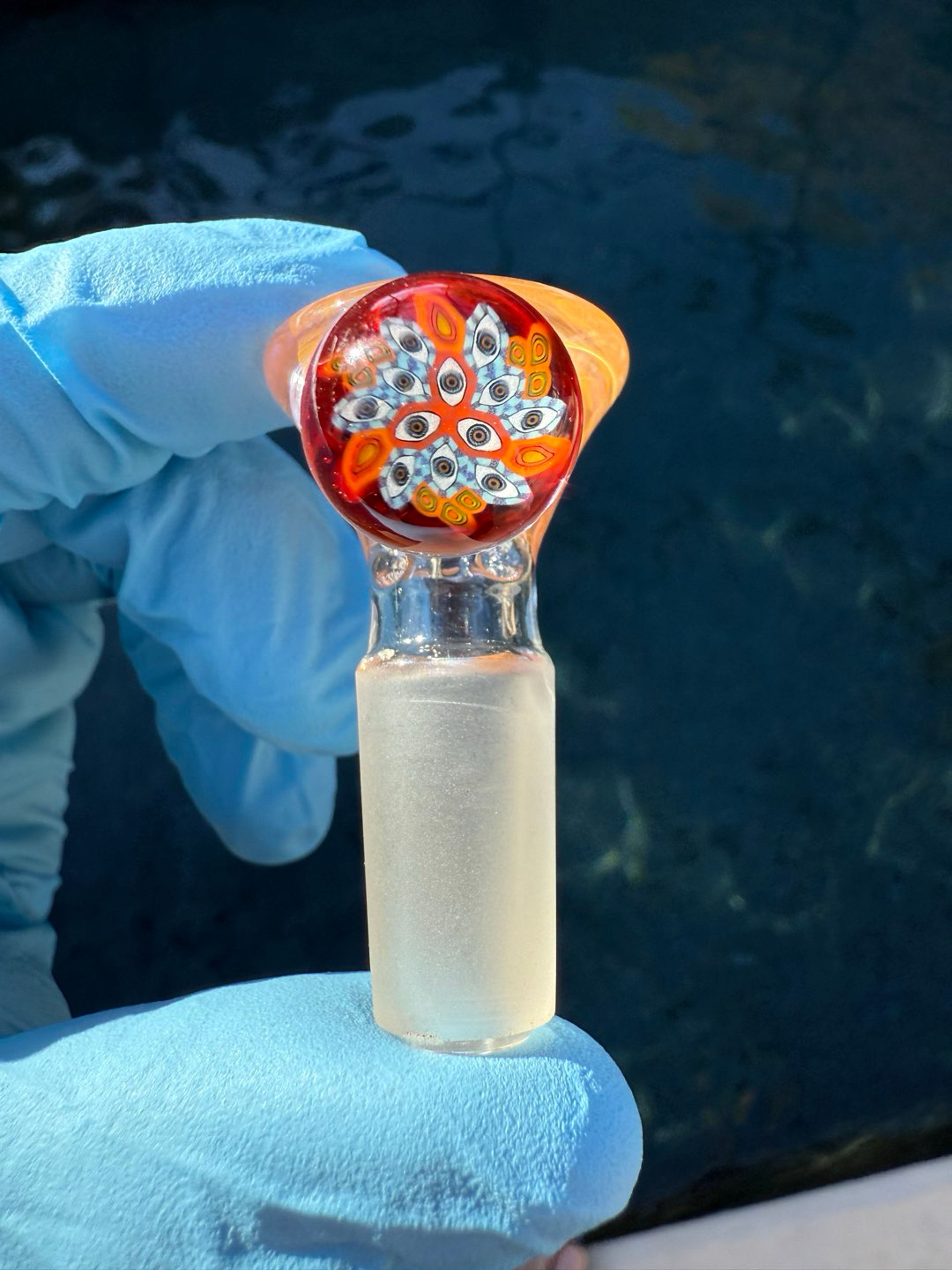 Banjo Glass 14mm Flower Slide image 0