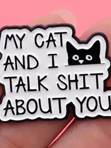 Preview pic of My Cat and I Talk Shit About You Enamel Pin
