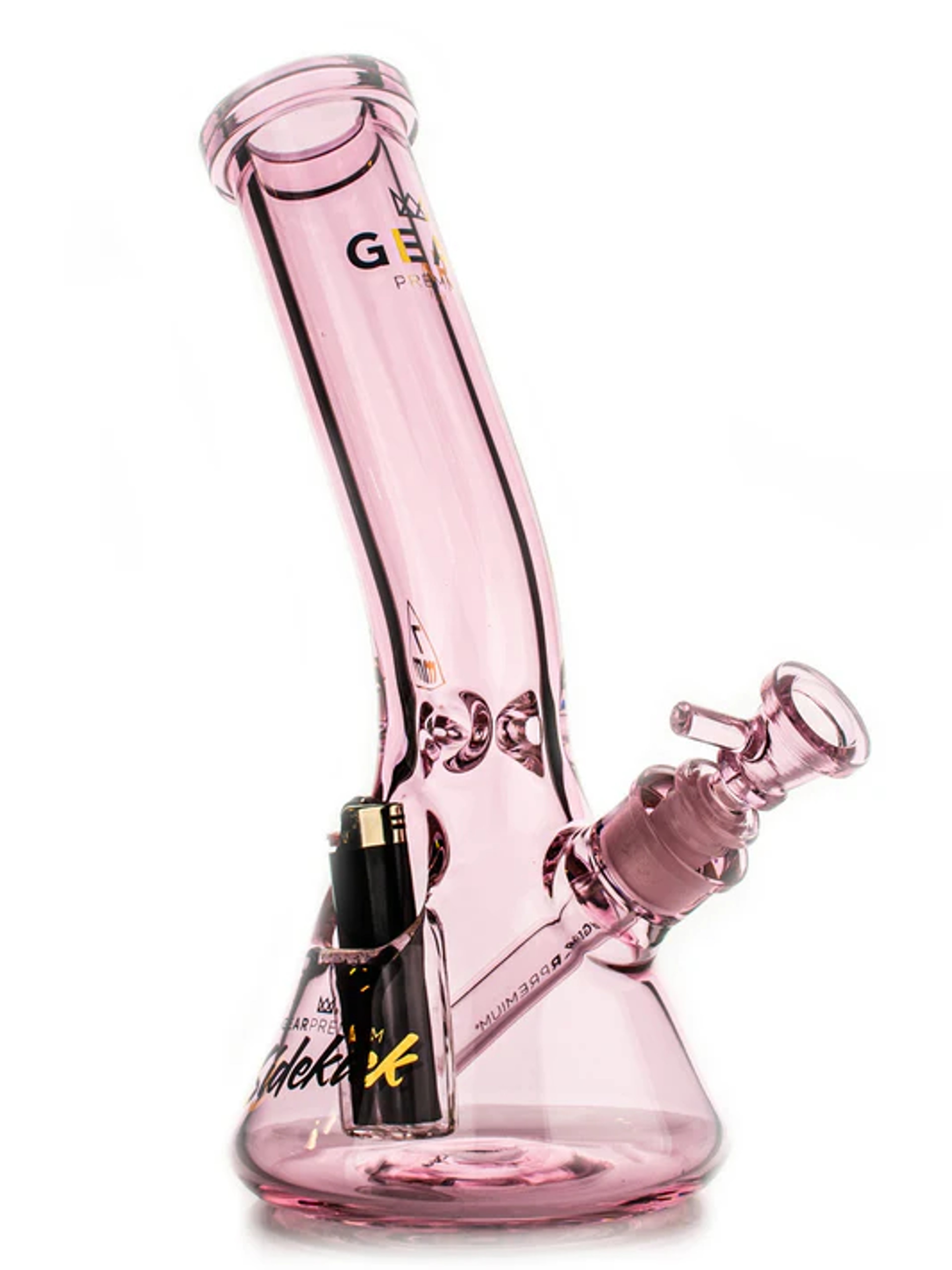 Pink bong with lighter holder image 0