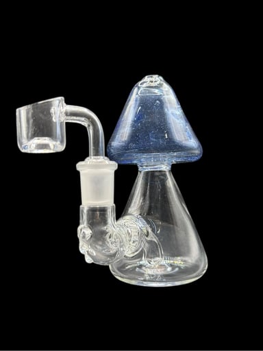 Preview pic of 5” Blue Speckled Mushroom Rig By Glass By Nobody