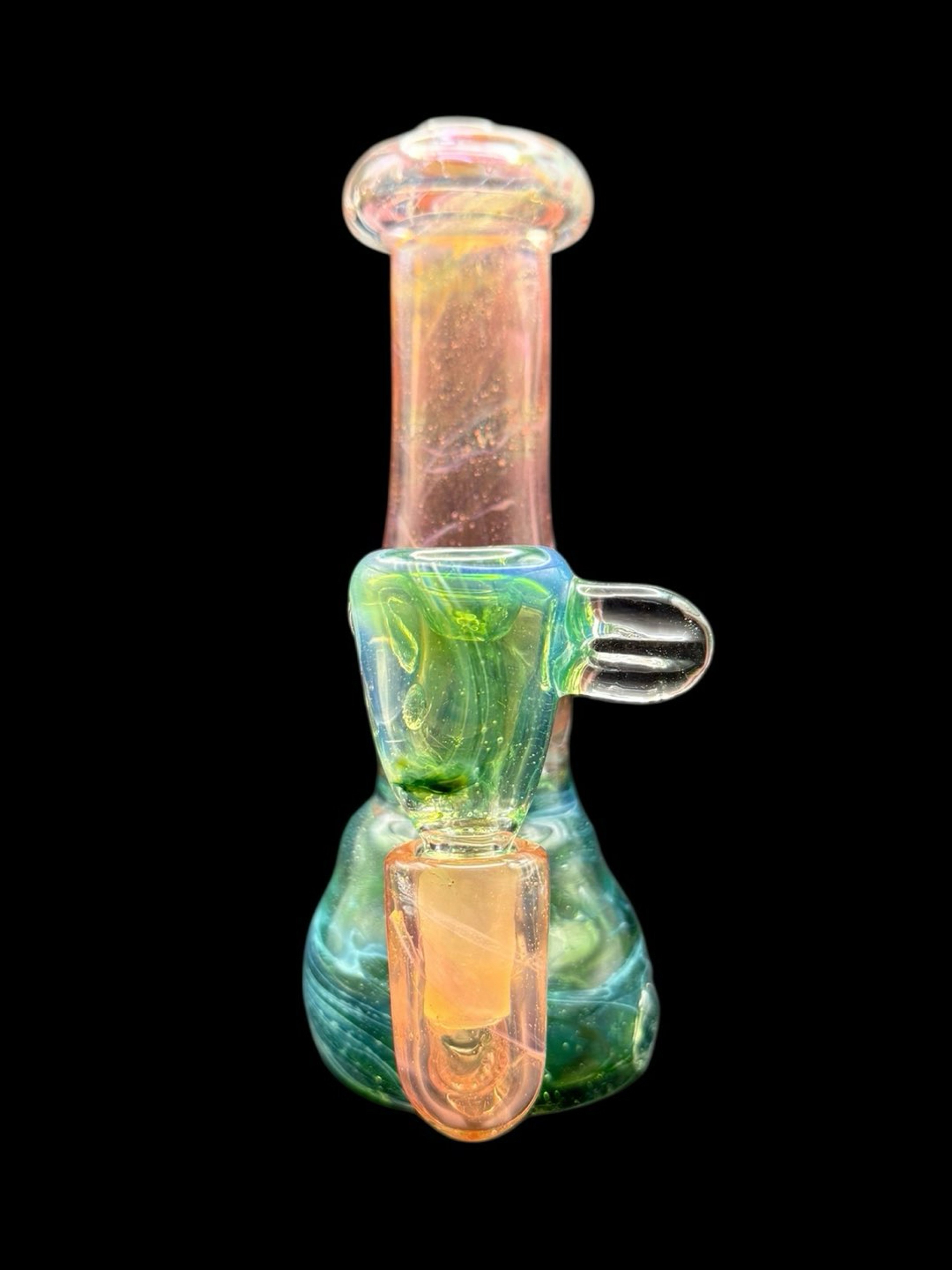 Preview pic of 7” Thick Pink/Green Rig w/ Matching Slide By Glass By Nobody