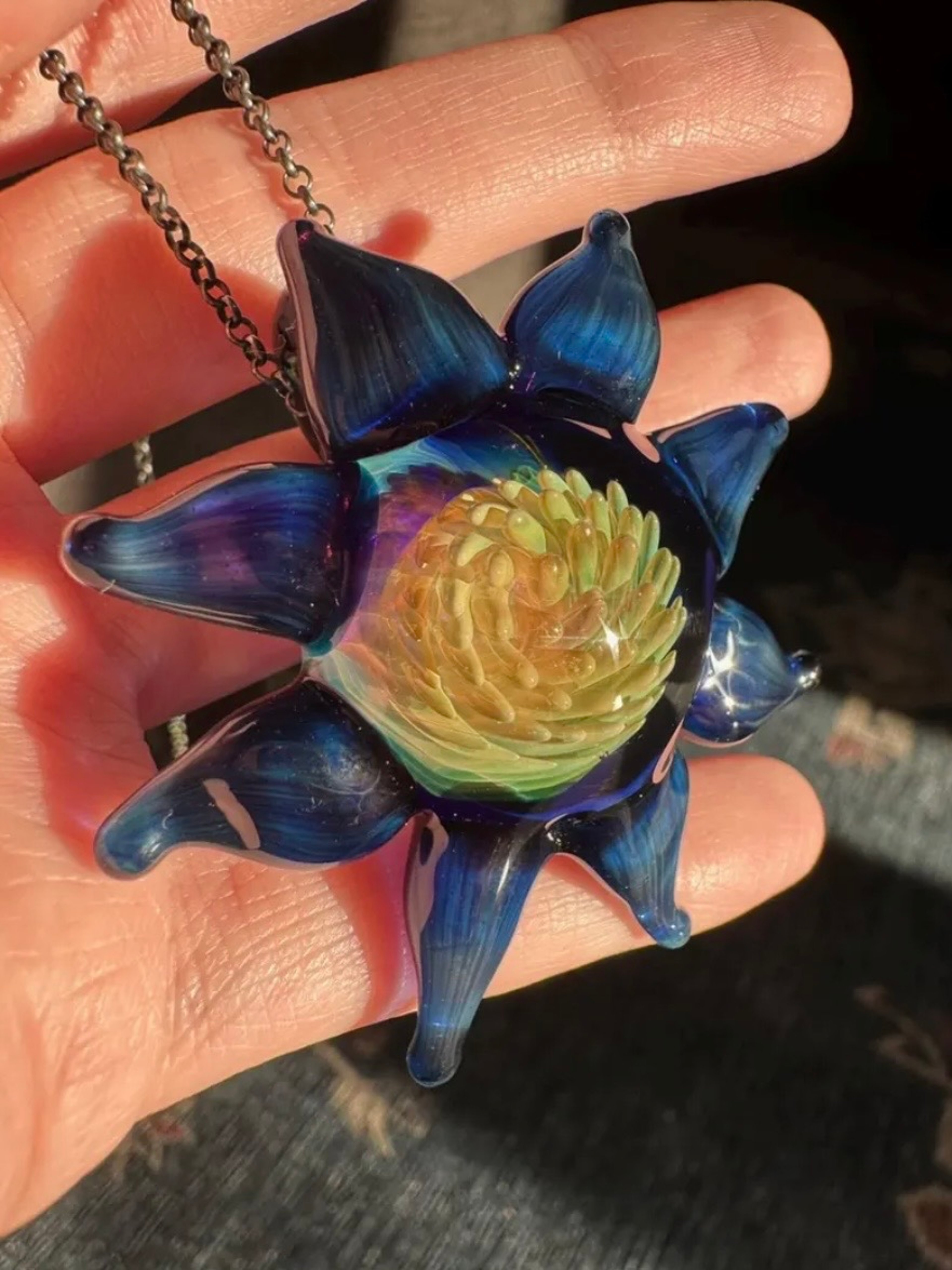 Implosion Flower Pendant Silver and Gold Fume image 0