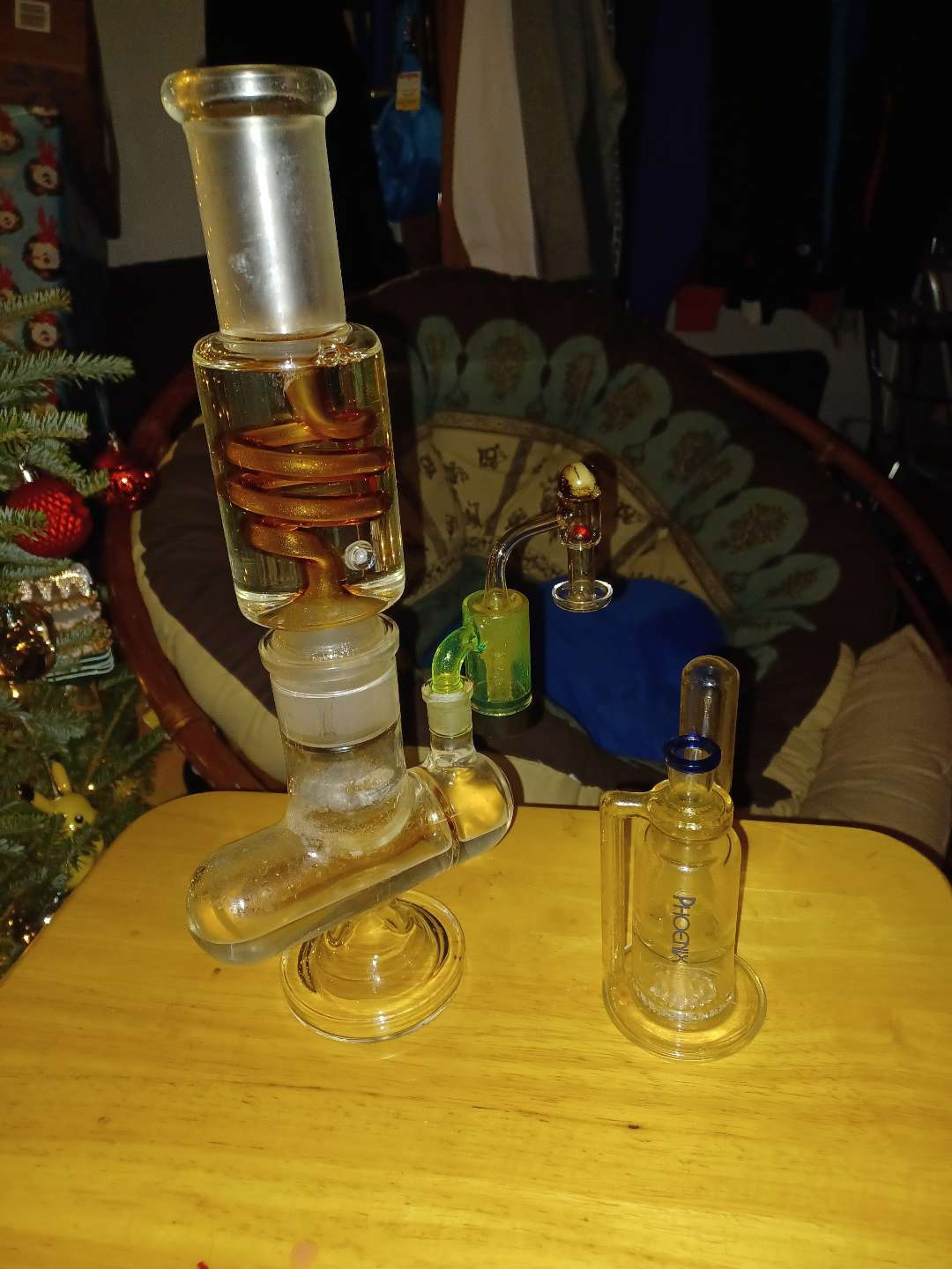 Preview pic of 15 inch Glycerin Dab Rig with Triple Percolator and Recylcer Including Terp Slerp Banger