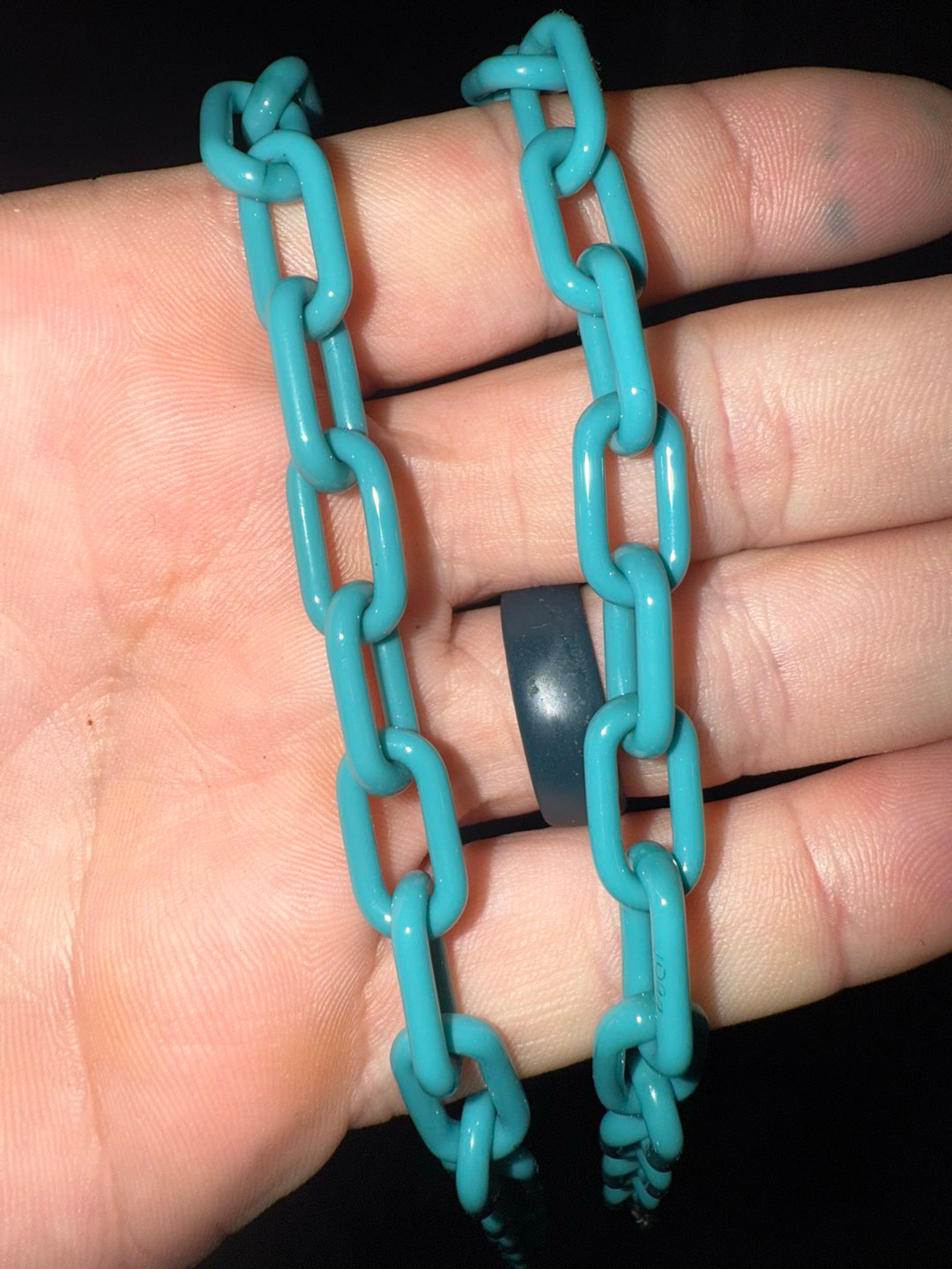 Preview pic of Chanski Glass micro opaque aqua chain and matching bracelet