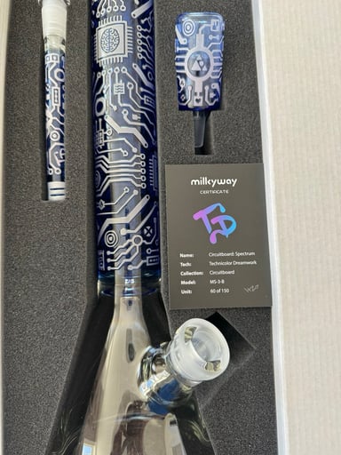 Preview pic of Rare🔥Milkyway Glass Limited 60/150 Circuit Board Beaker Silver Frit/ Etched 🔥