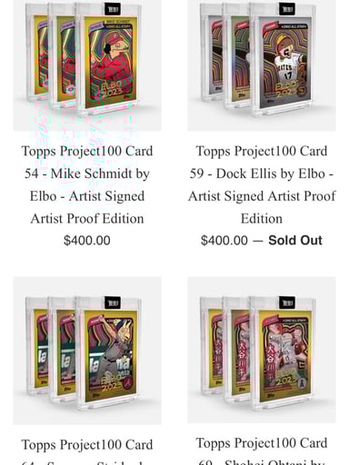 Preview pic of Elbo topps artist proof editions limited to 20 each signed