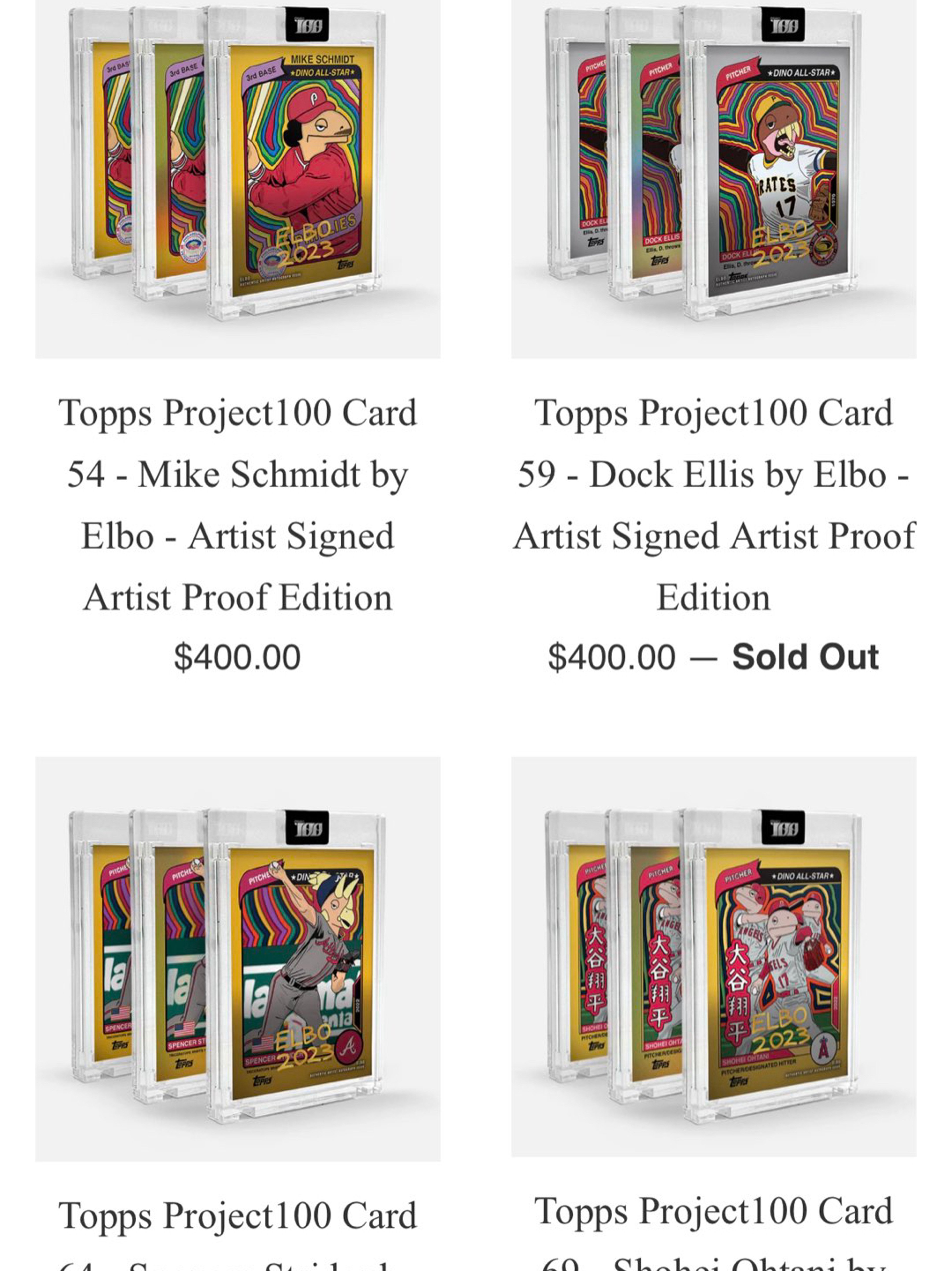 Preview pic of Elbo topps artist proof editions limited to 20 each signed