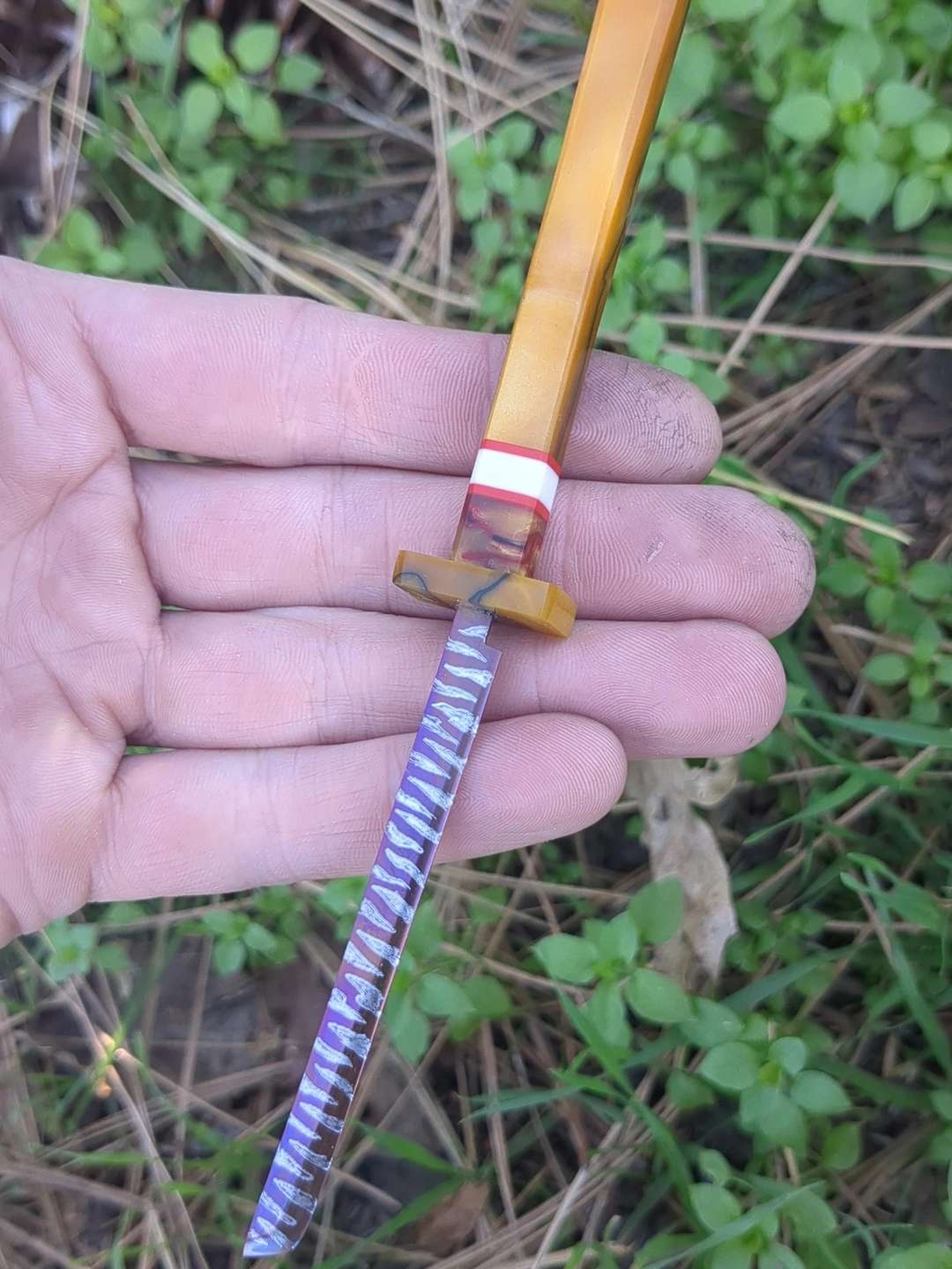 Preview pic of Slabslicer710 v3 Katana with opal and hand engraved tiger blade