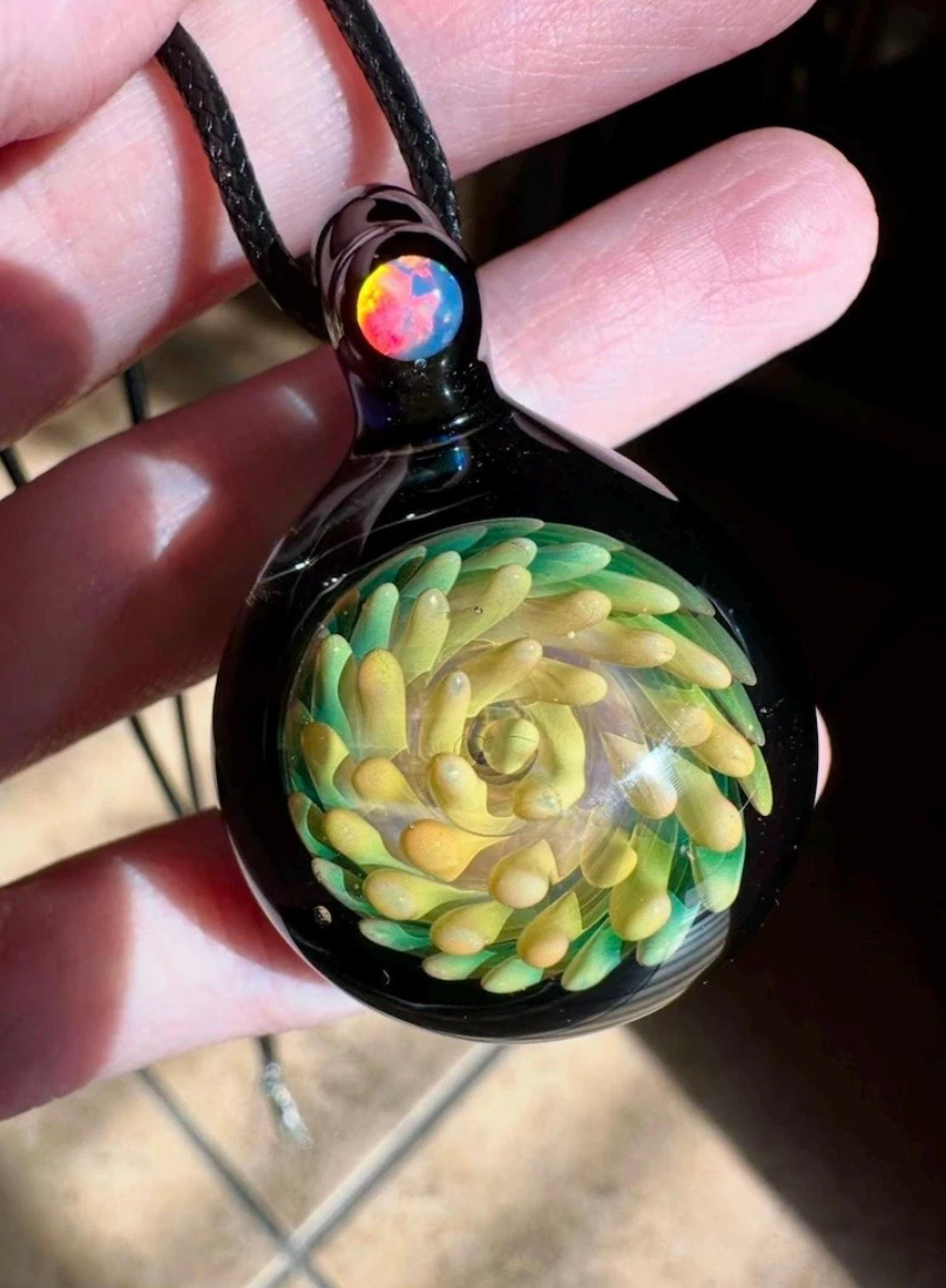 Opal Silver and Gold Fume Implosion Pendant image 0