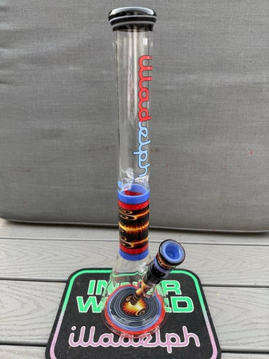 Preview pic of Illadelph Glass - Bi-Polar Red and Blue - Worked Medium Beaker