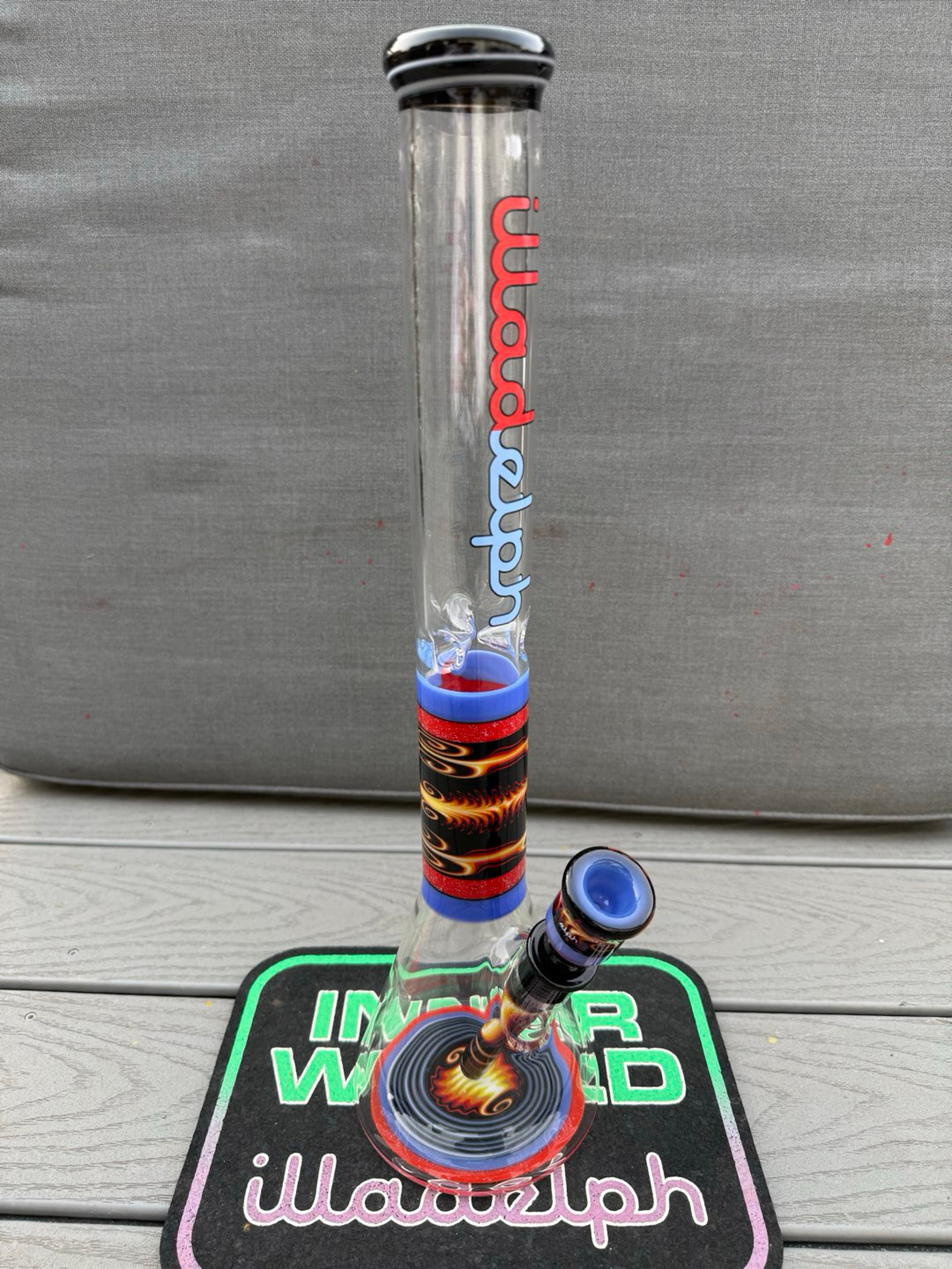 Preview pic of Illadelph Glass - Bi-Polar Red and Blue - Worked Medium Beaker