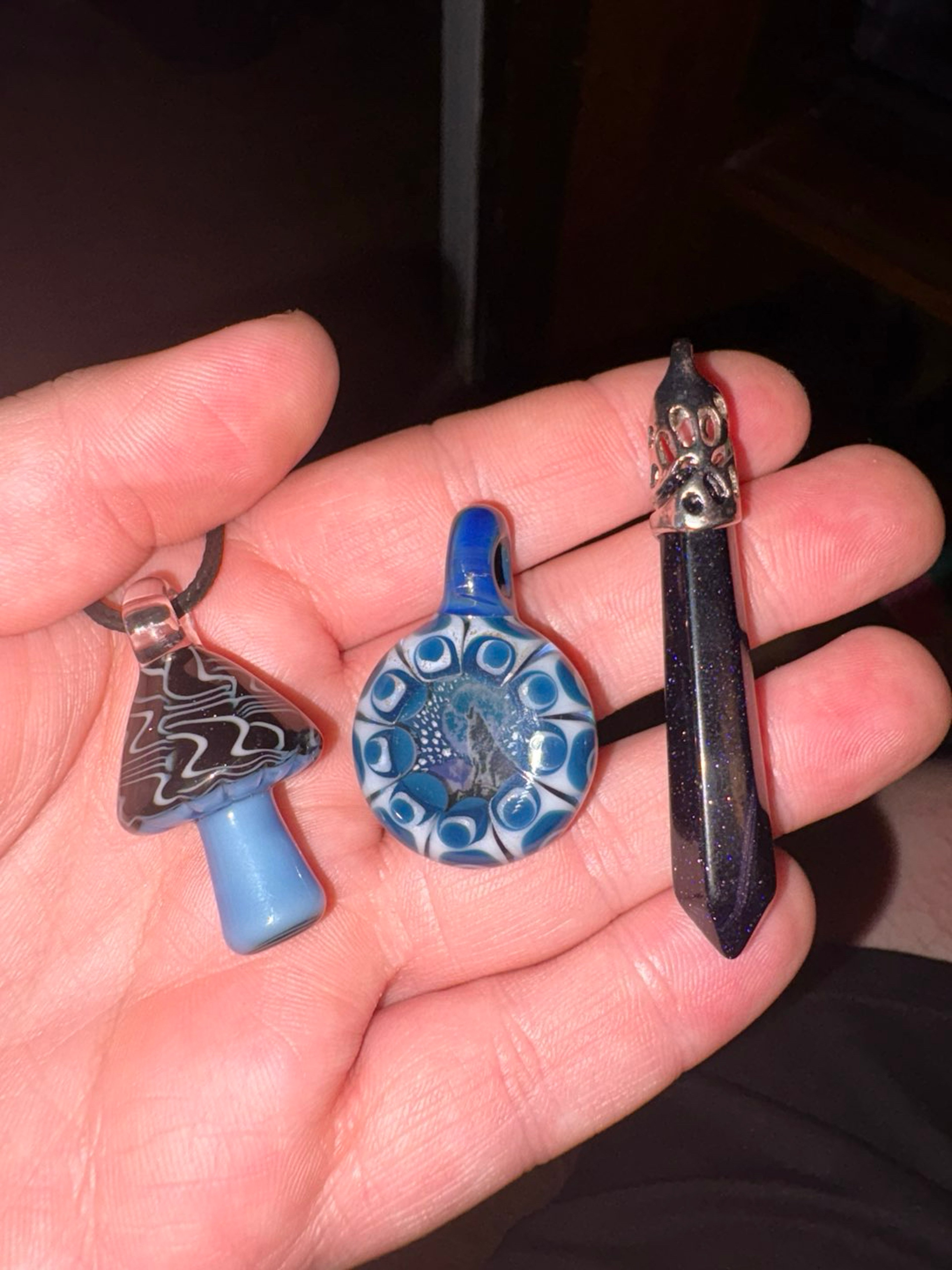 Boscoe Mushie, BigLakeGlass Wolf Millie, Blue Sandstone Pendant Bundle! image 0