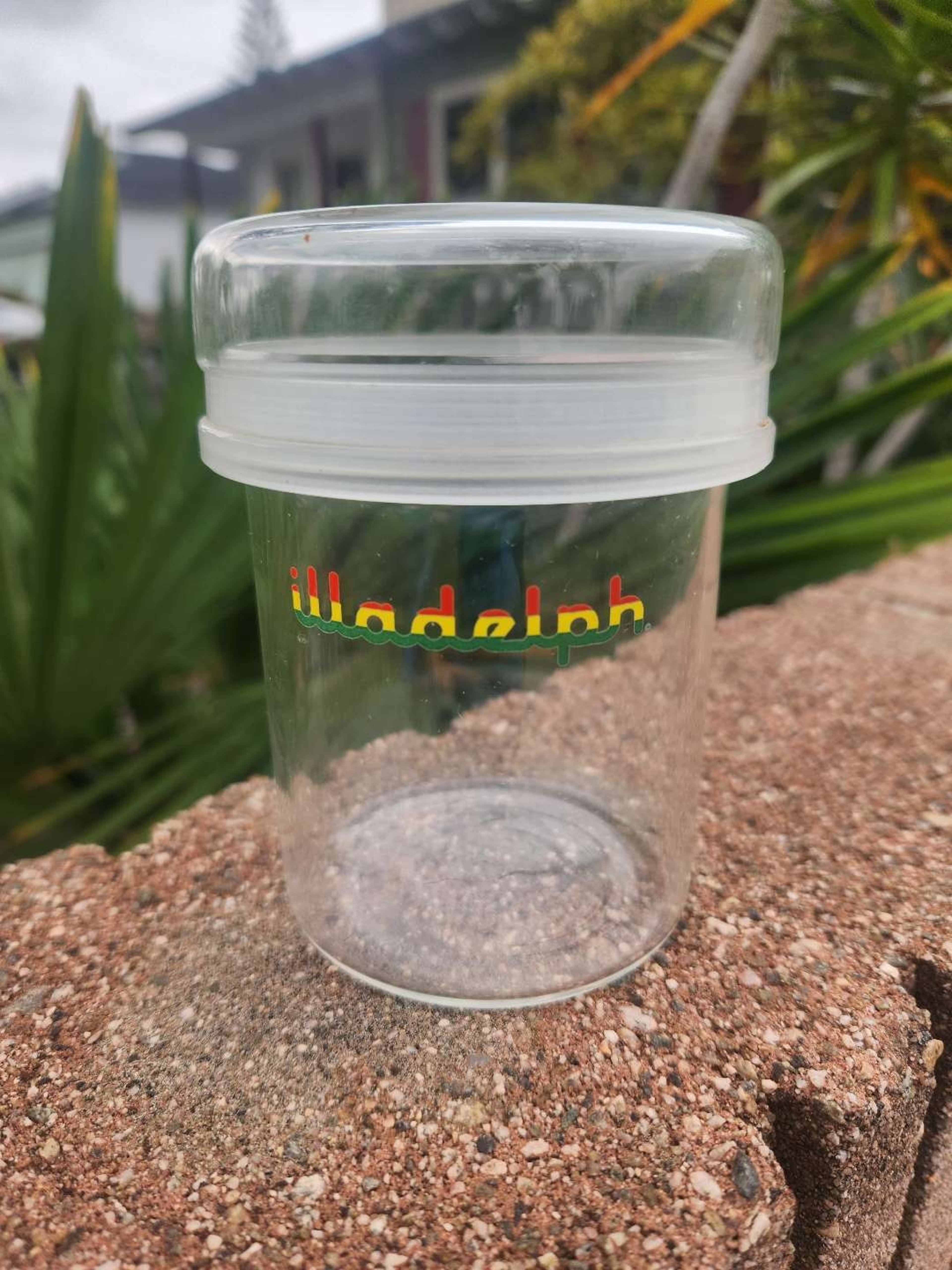 Preview pic of illadelph Rasta logo Glass on Glass Nug Jar / Q-Tip Holder