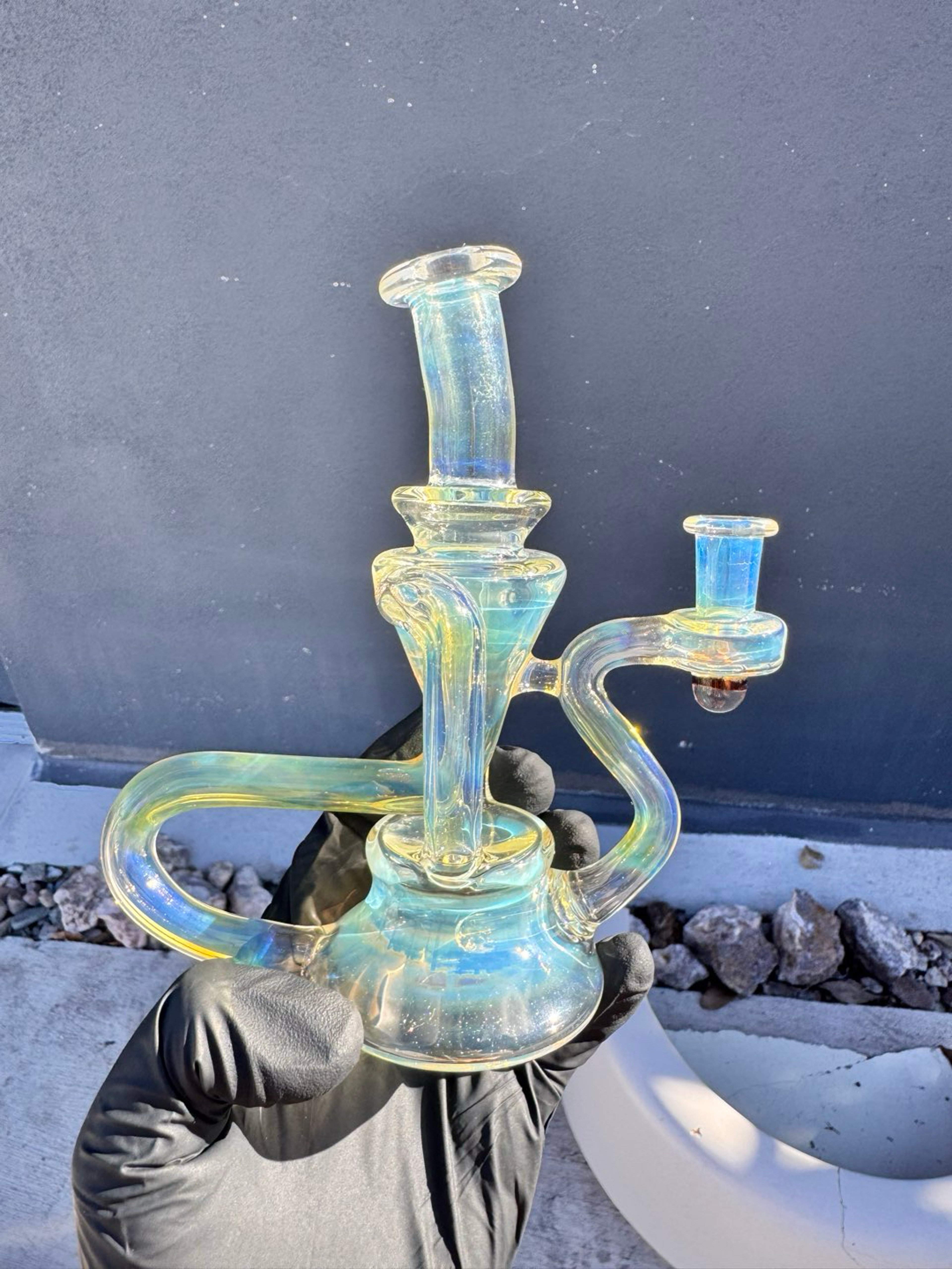 Preview pic of Cooper Glass Silver Fumed Recycler 10mm Tucson Arizona Artist