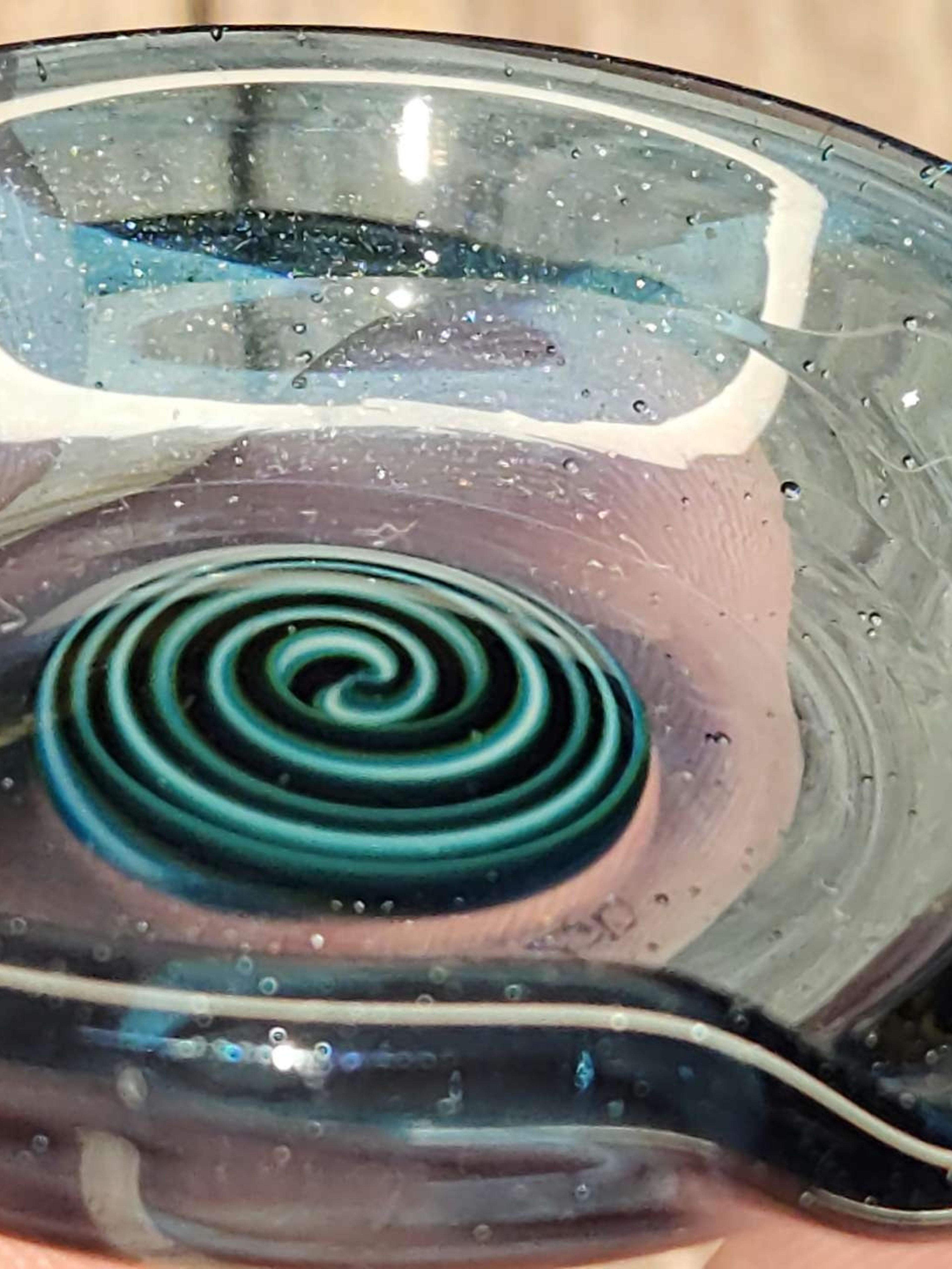 Preview pic of DARBY HOLMS Blue Pinwheel Oil Dish