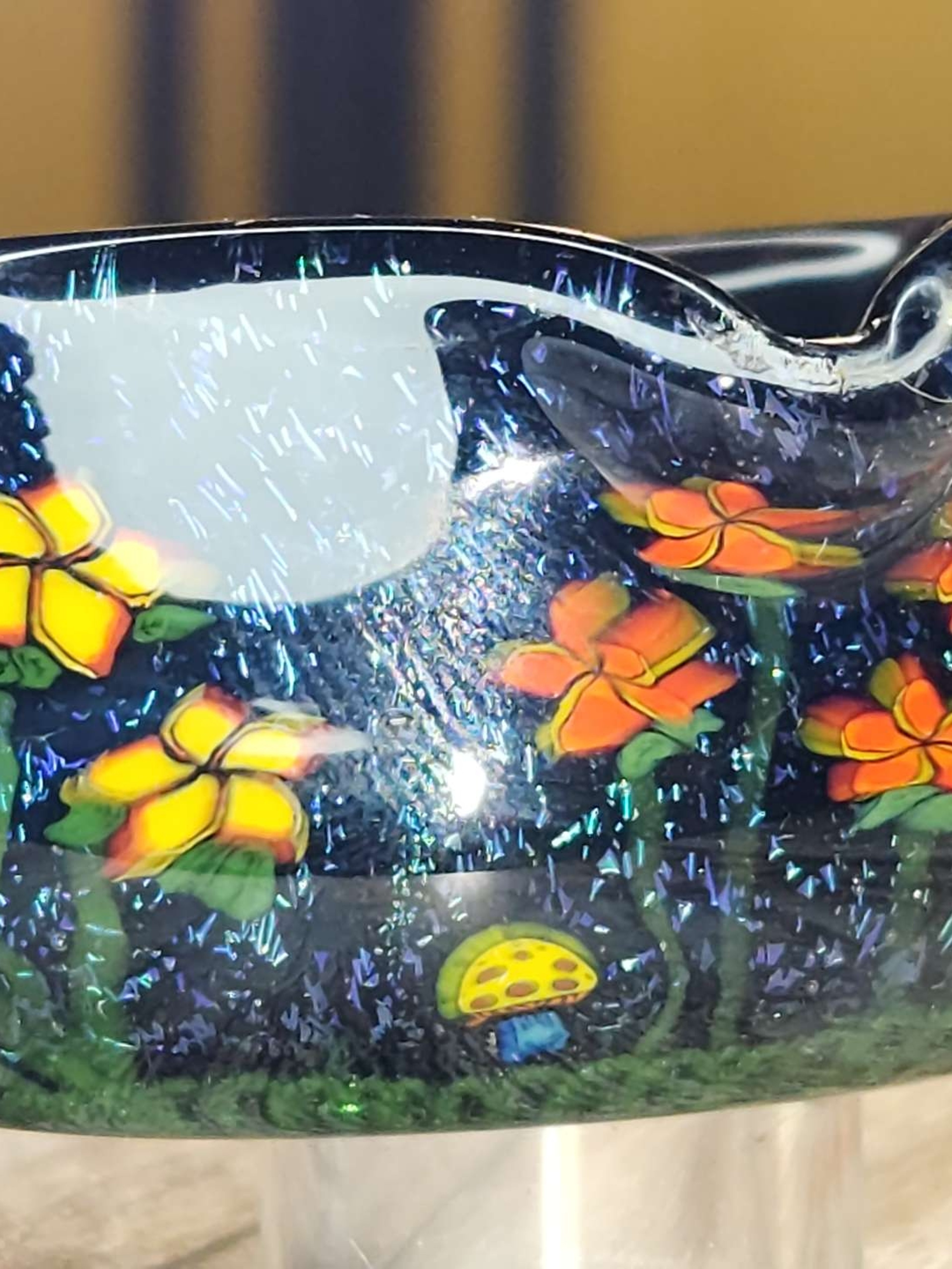 DAVE STROBEL BLUE DICHROIC NATURE SCENE MILLIE DISH image 0