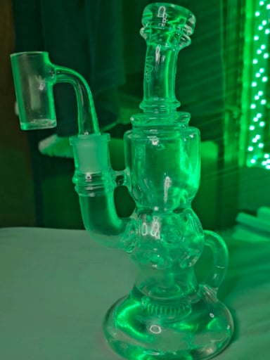 Preview pic of TAG - 9.5" Faberge Egg Klein Recycler Dab Rig With Bellow Base (14MM Female)