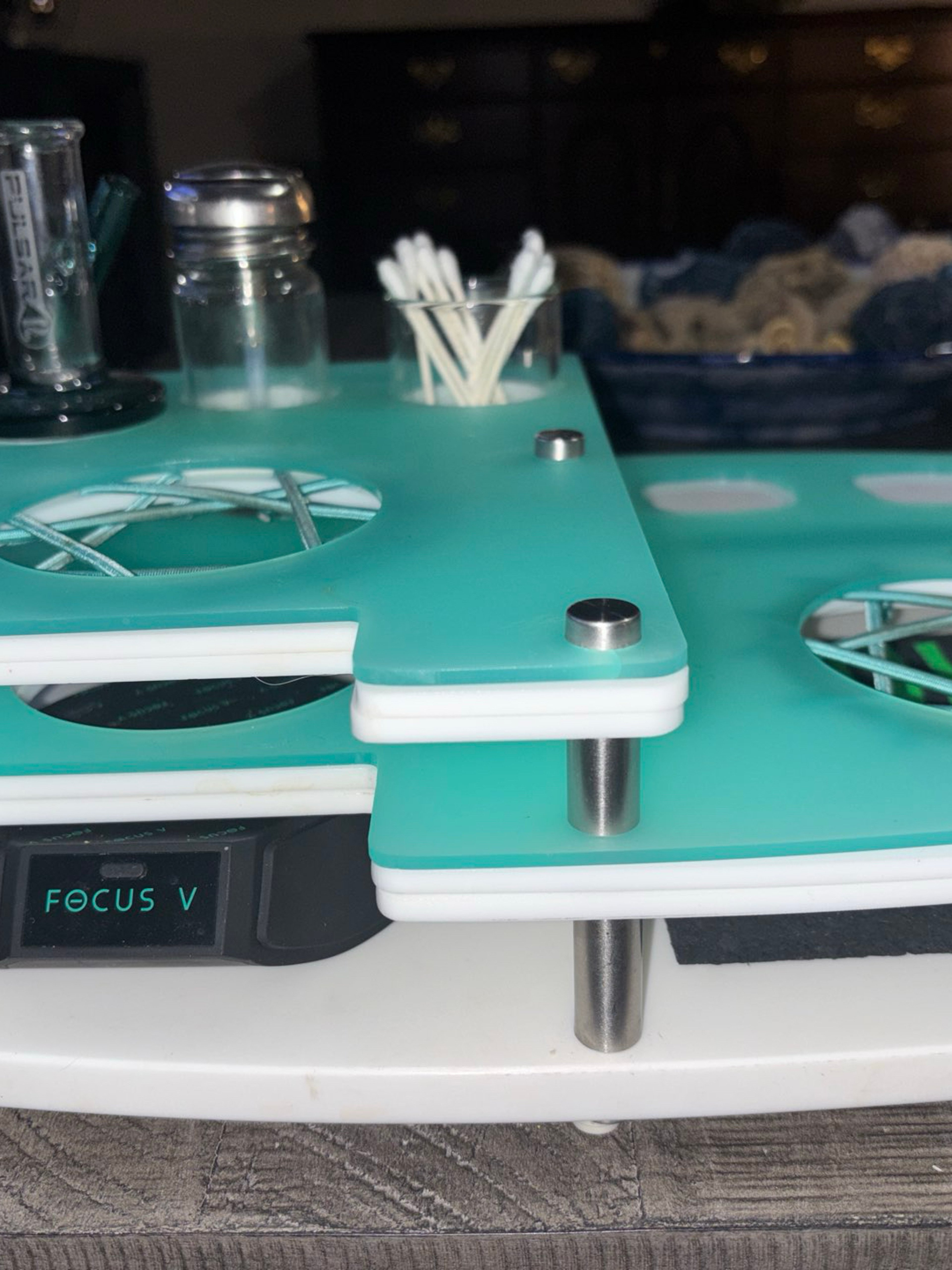 Erig dual acrylic/stone custom Tray with wireless charger holds puffco and focus image 0
