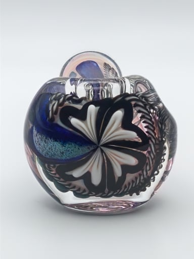 Preview pic of Talent Glass Works – White Flower Dichro Strip Latticello Cane Spoon