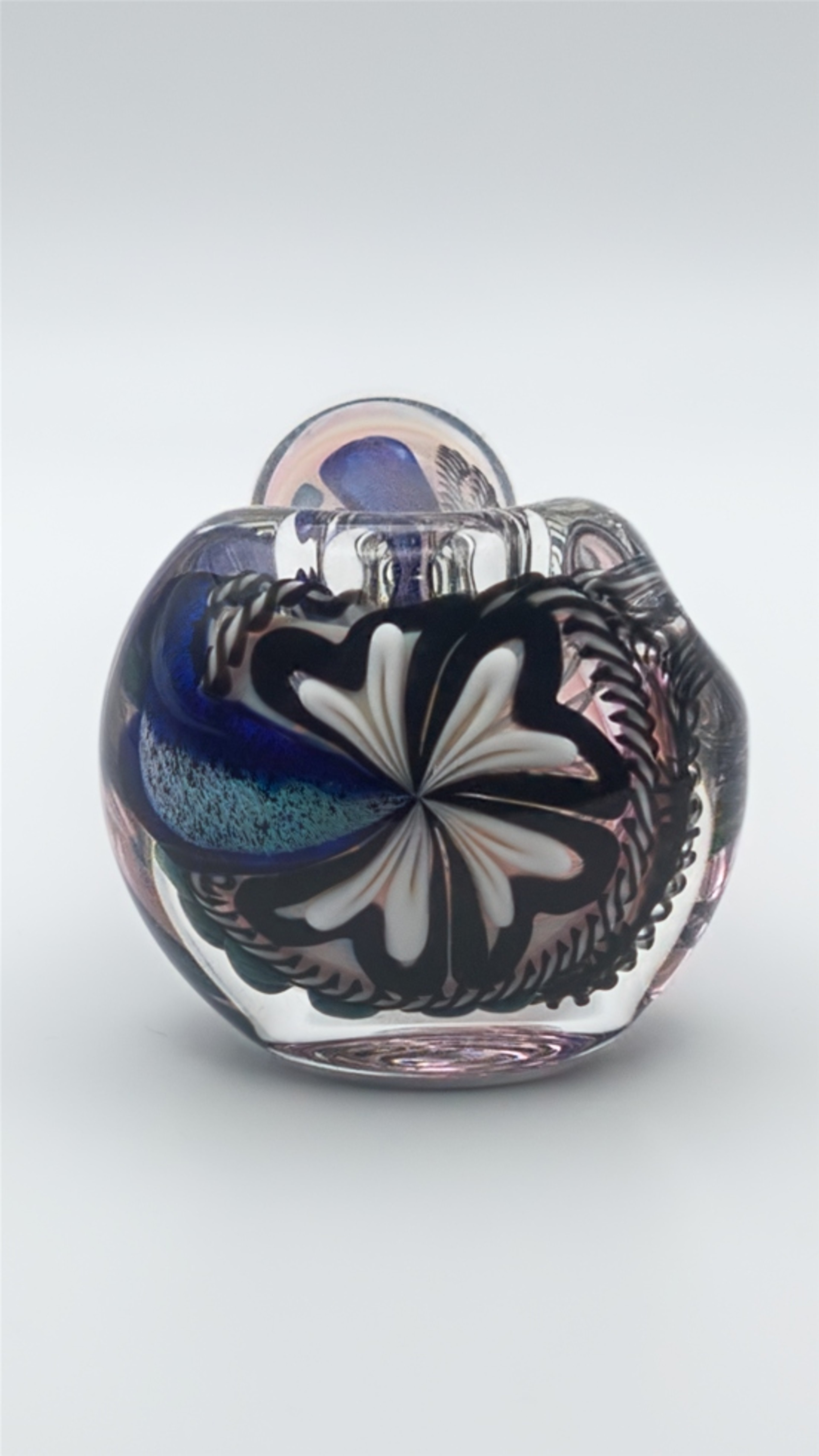 Preview pic of Talent Glass Works – White Flower Dichro Strip Latticello Cane Spoon