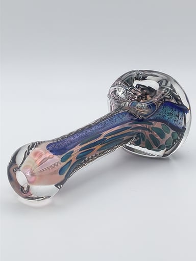 Preview pic of Talent Glass Works – White Flower Dichro Strip Latticello Cane Spoon