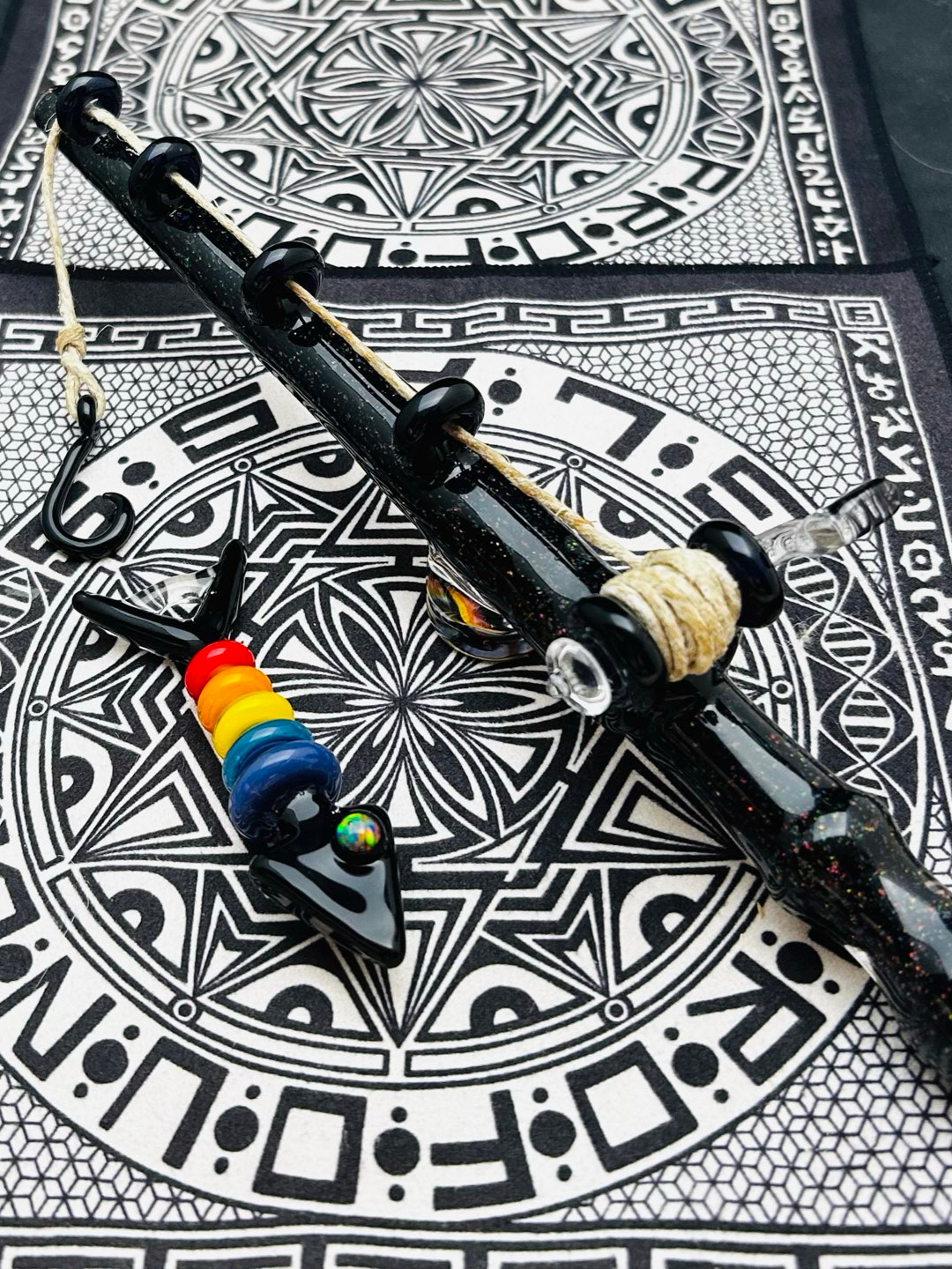 Preview pic of Crushed opal fictional fishing pole chillum + pendant