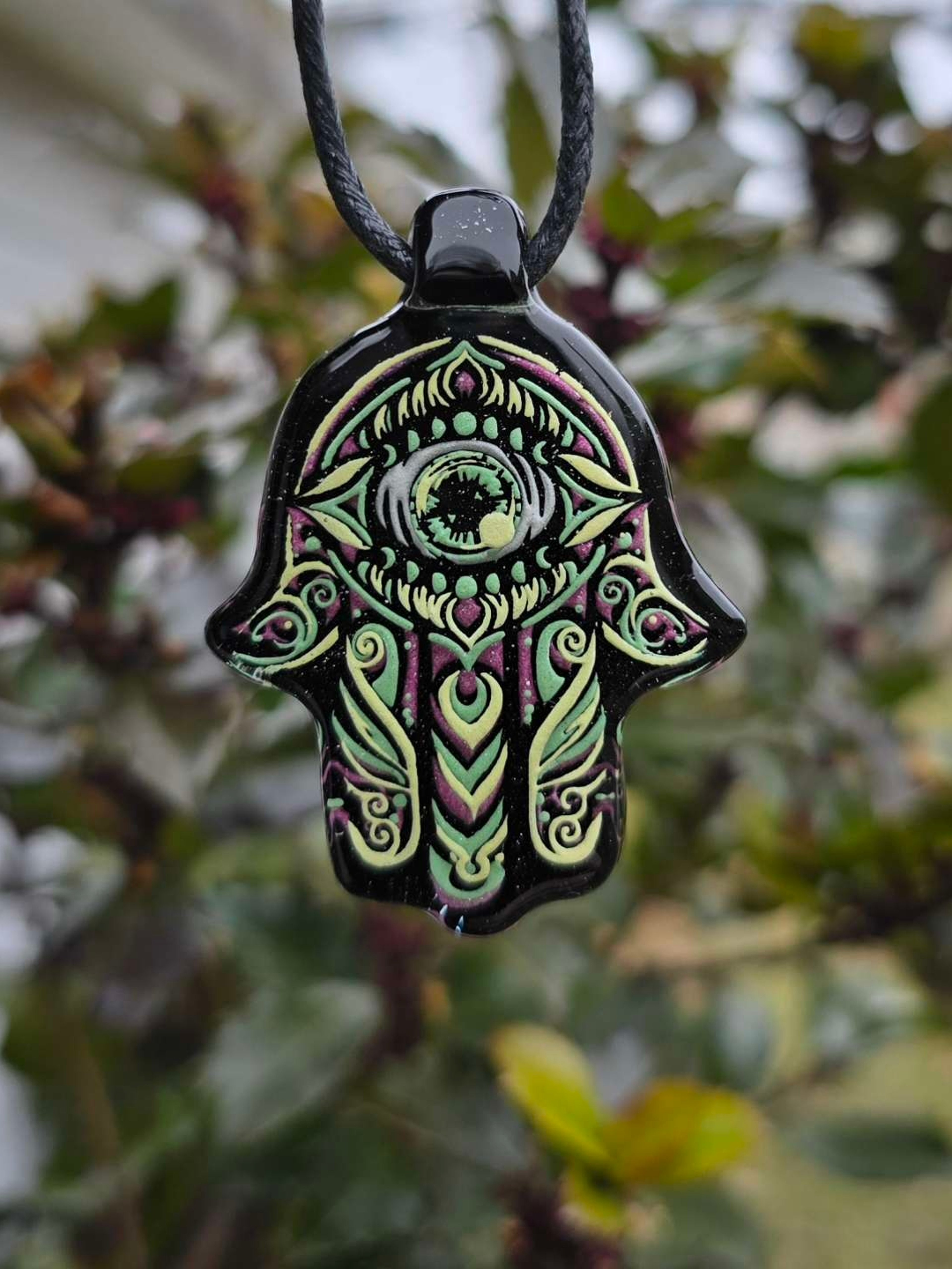 Hamsa Layered Glow Pendant image 0
