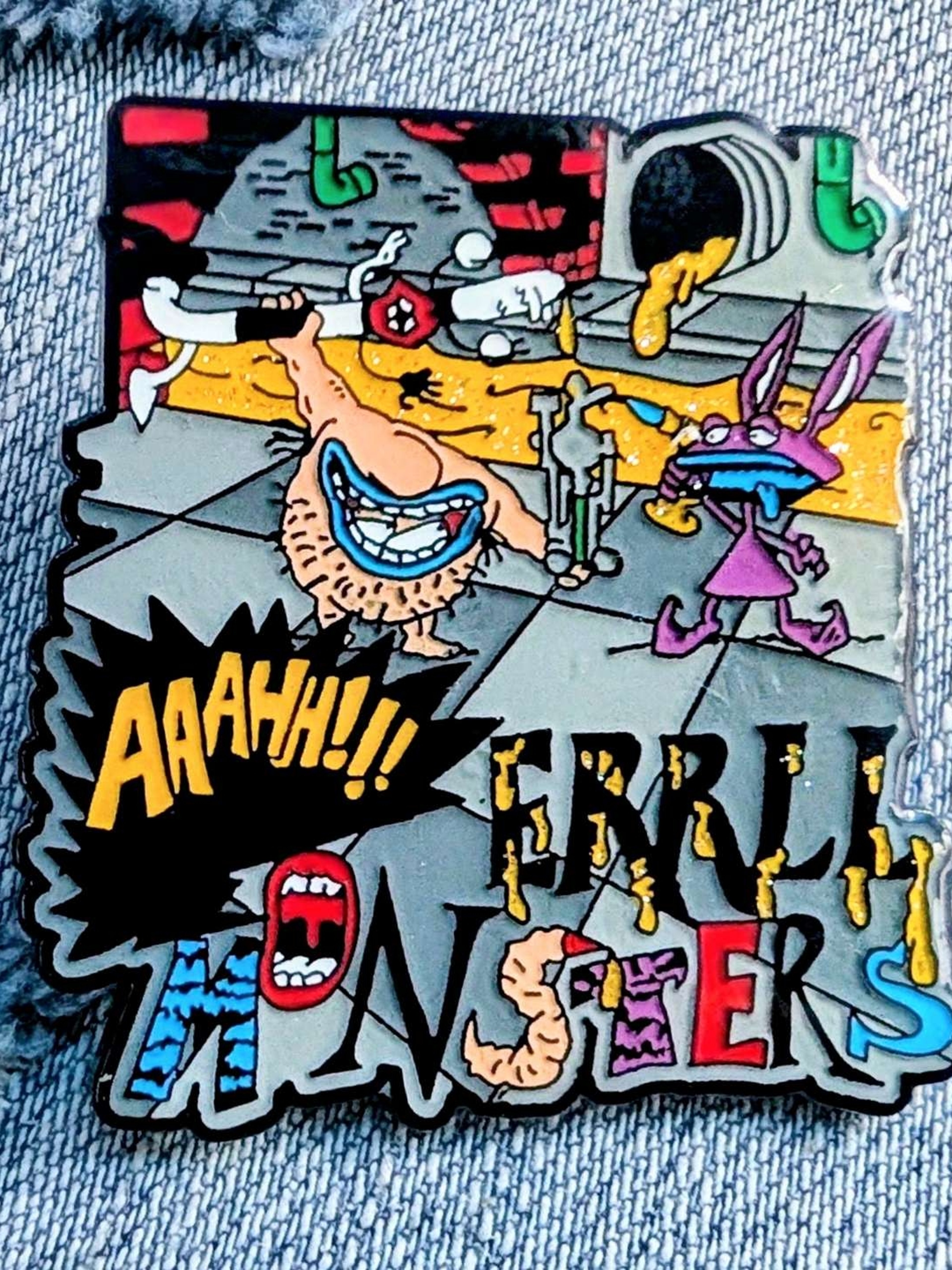 Preview pic of Ahh ErrLL Monsters Dab Pin with Gold Glitter Oil