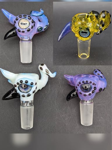 Preview pic of 3 HOLE MAKO GLASS 14MM OCTOPUS BOWL / SLIDES