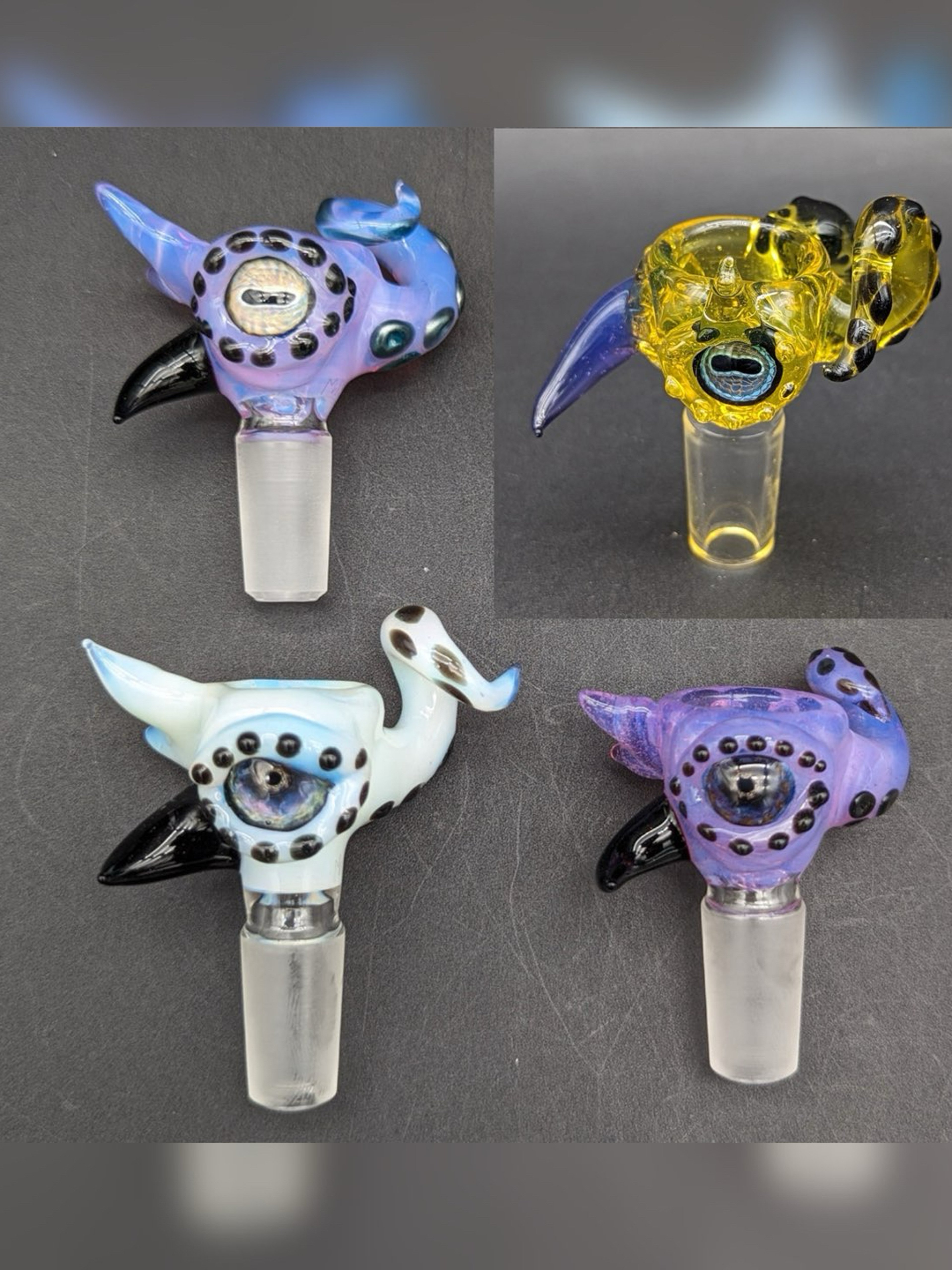 Preview pic of 3 HOLE MAKO GLASS 14MM OCTOPUS BOWL / SLIDES