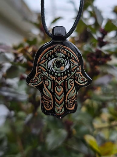Preview pic of Hamsa Layered Glow Pendant