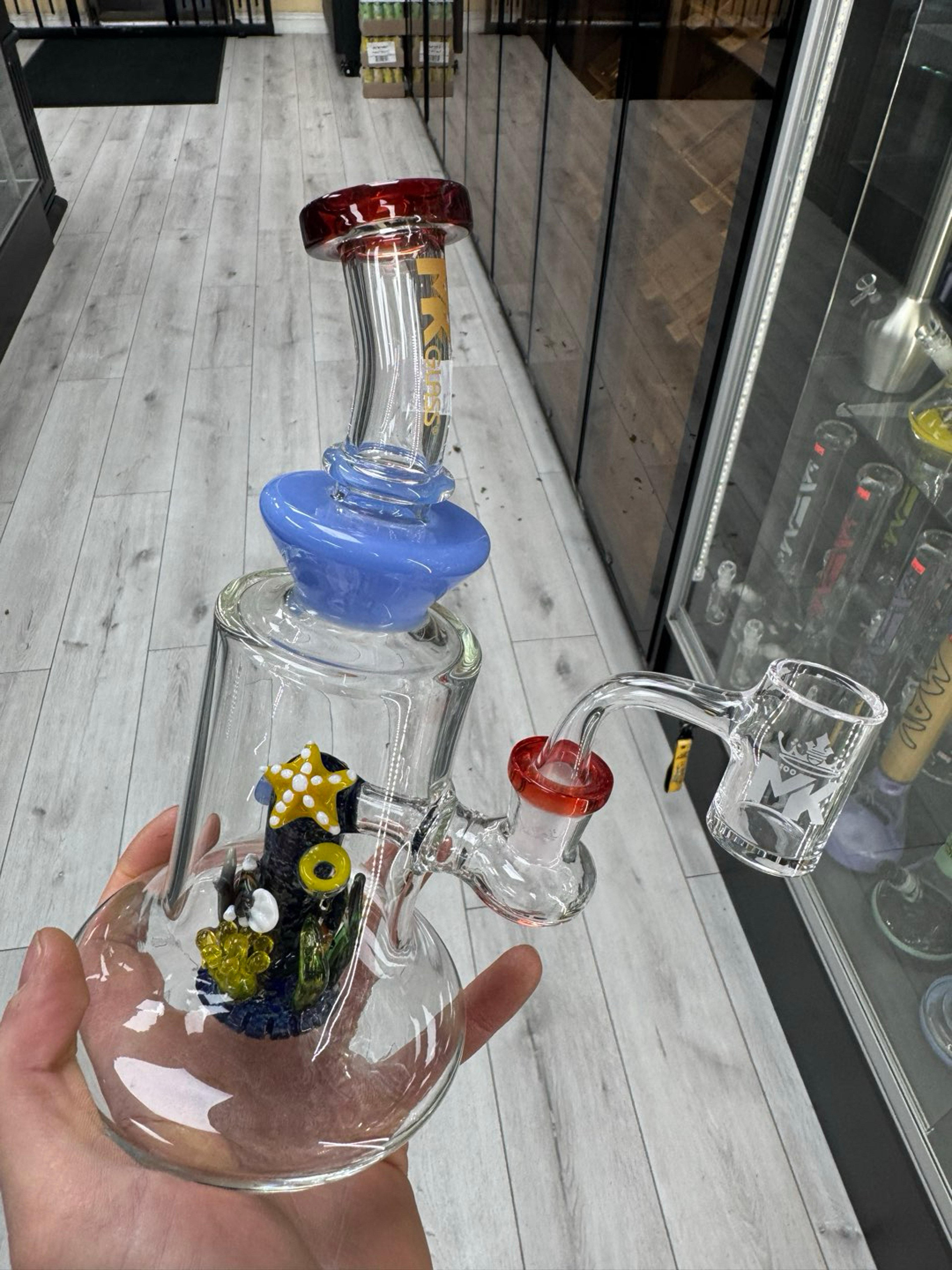 Preview pic of Mk glass aquarium rig blue / red